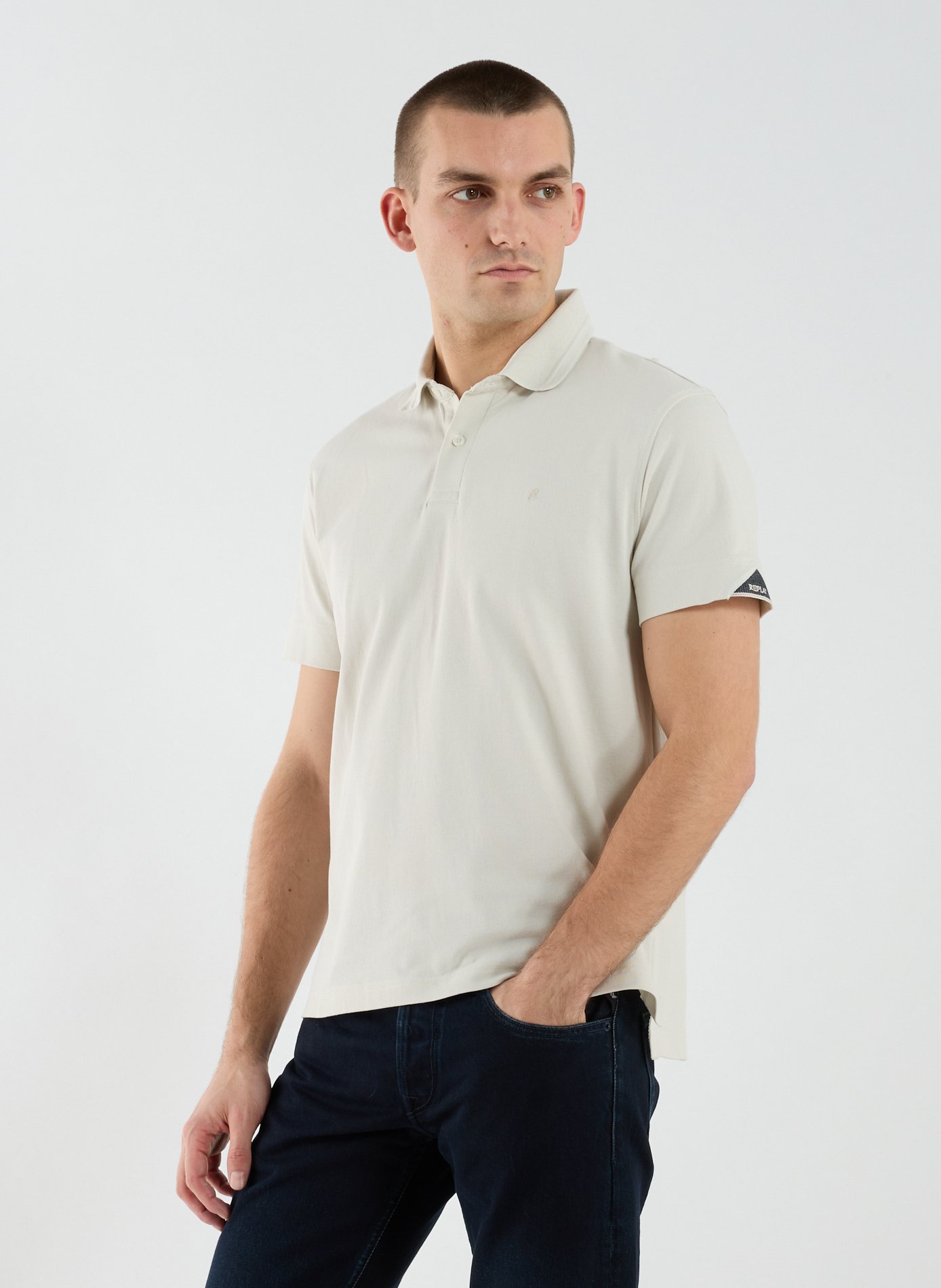 Polo à manches courtes en coton mélangé REPLAY Blanc