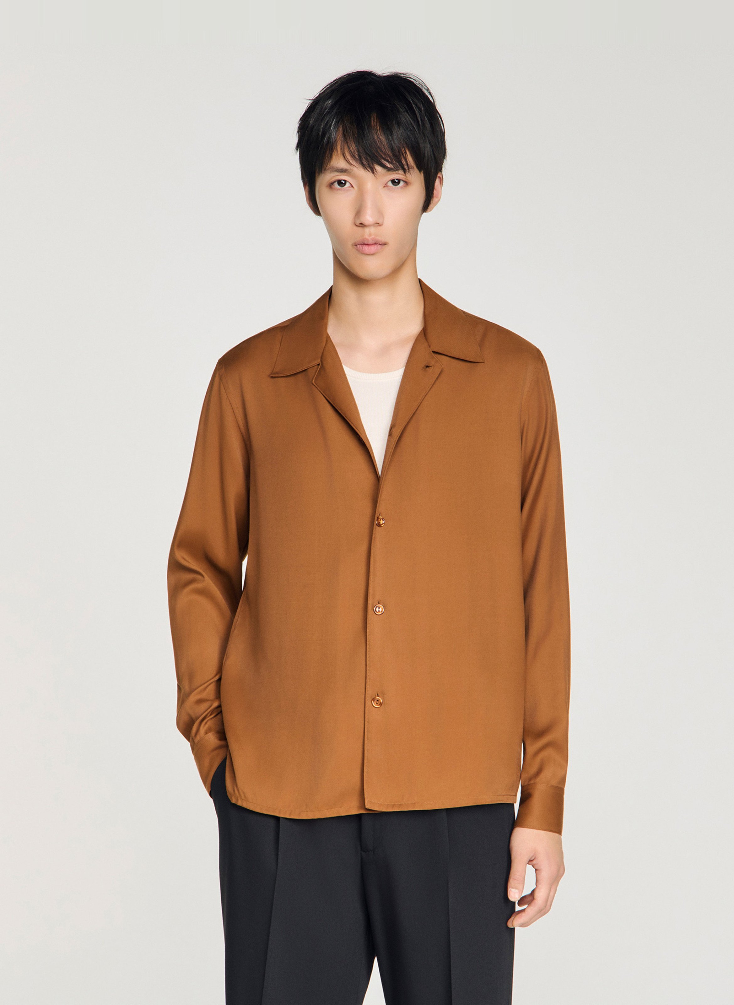 SANDRO Chemise fluide regular-fit Marron
