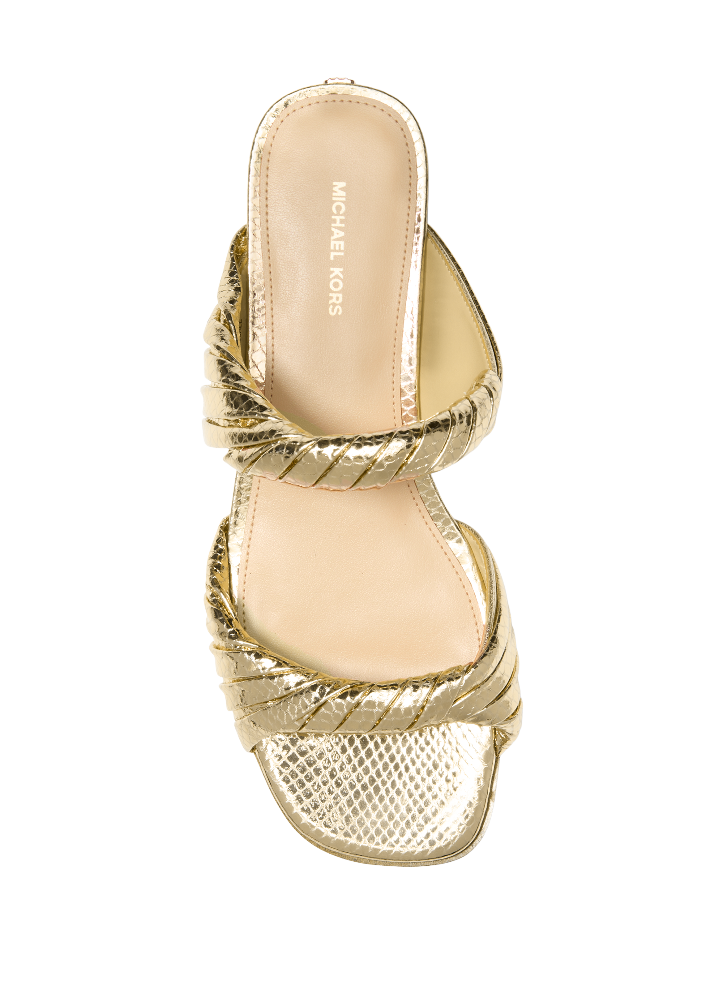 Sandale en cuir métallisé et gaufré à motif de serpent MICHAEL KORS Doré