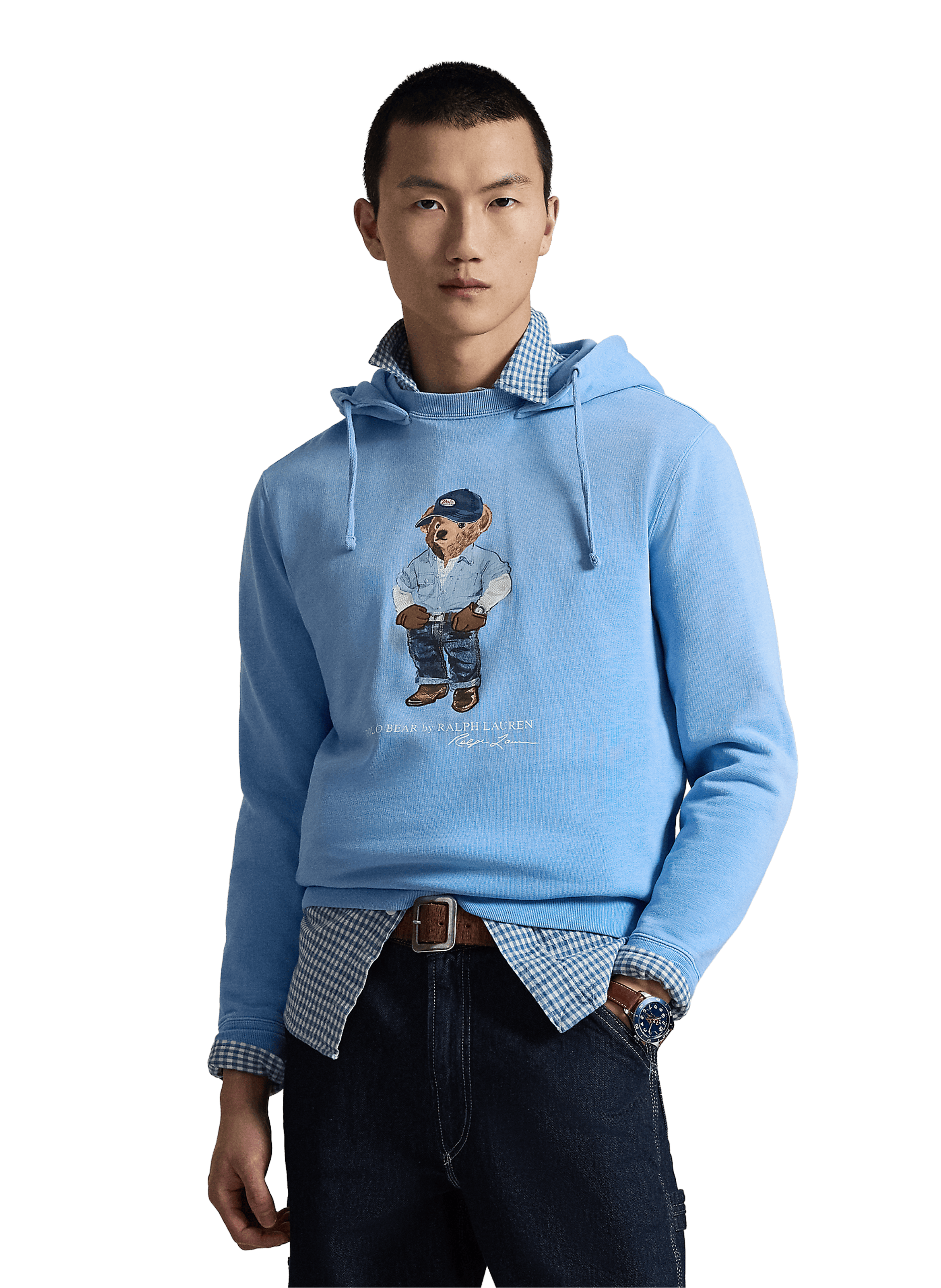 Printed hooded sweatshirt in blended cotton POLO RALPH LAUREN Blue