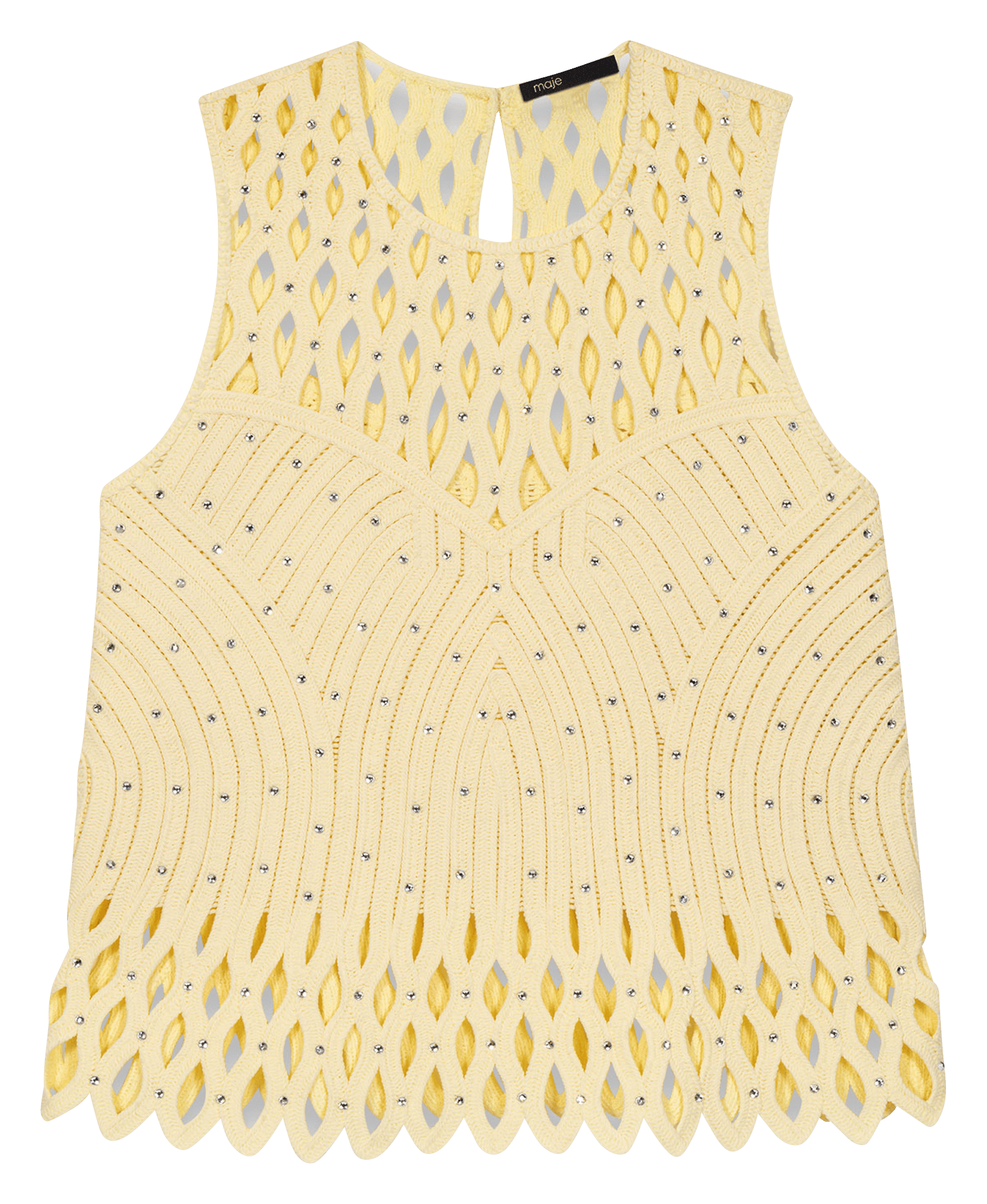 Top court aajouré à strass MAJE Jaune