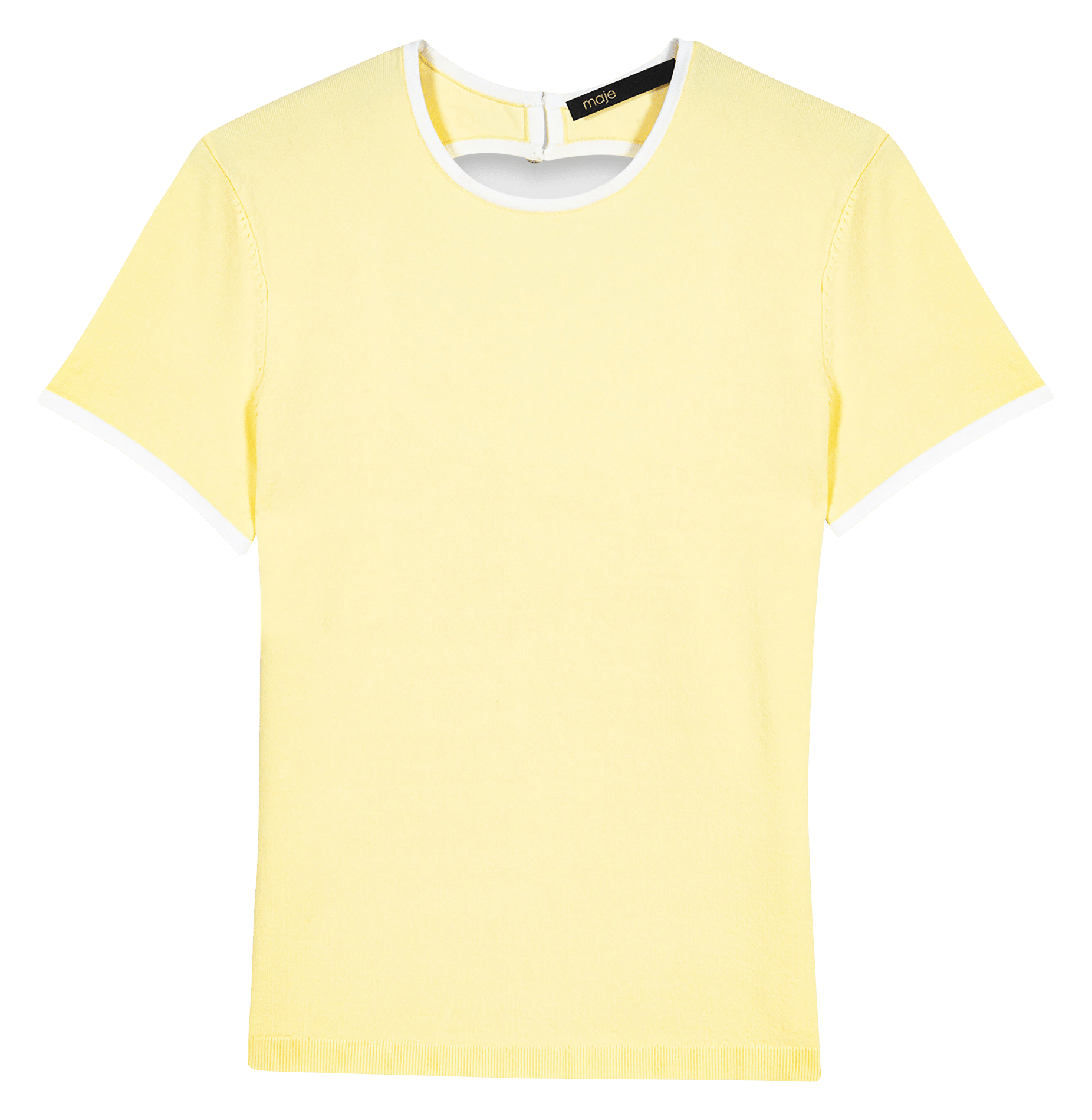 Pull en maille ajusté col rond MAJE Jaune