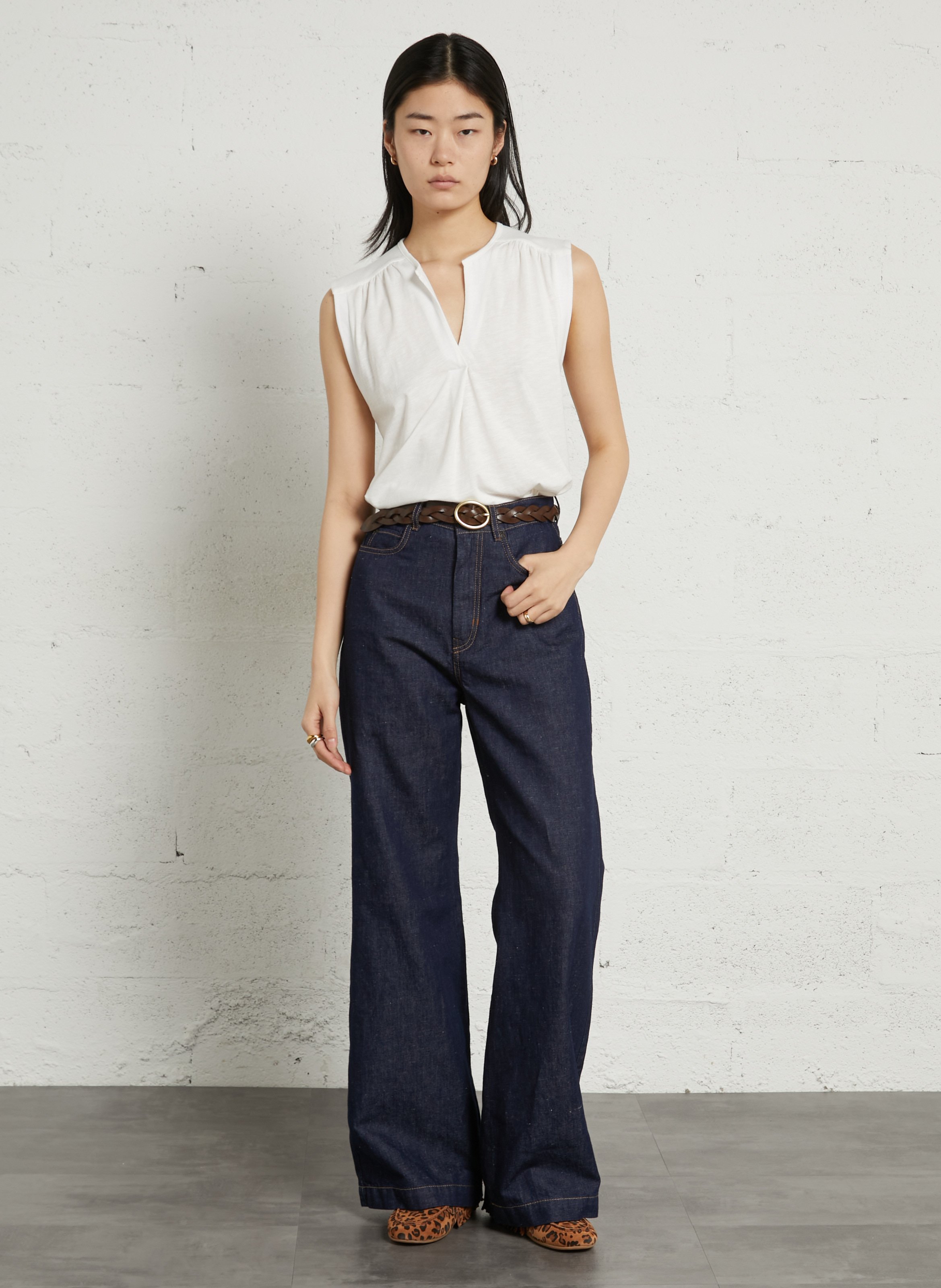 Ceinture tressée par boucle unie erika MAISON 123 Marron