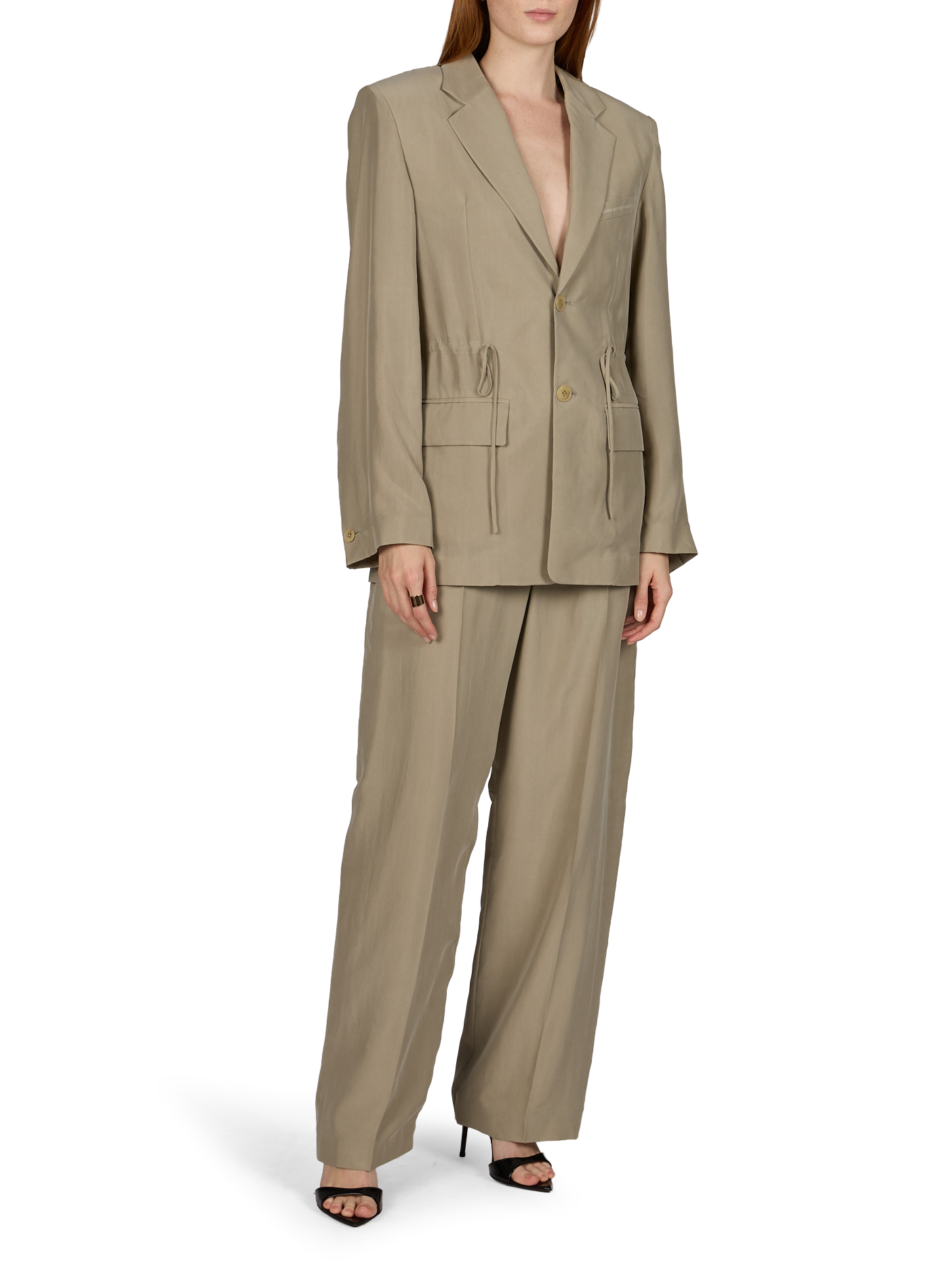 Blazer cintré léger en soie ALEXANDER WANG Blanc