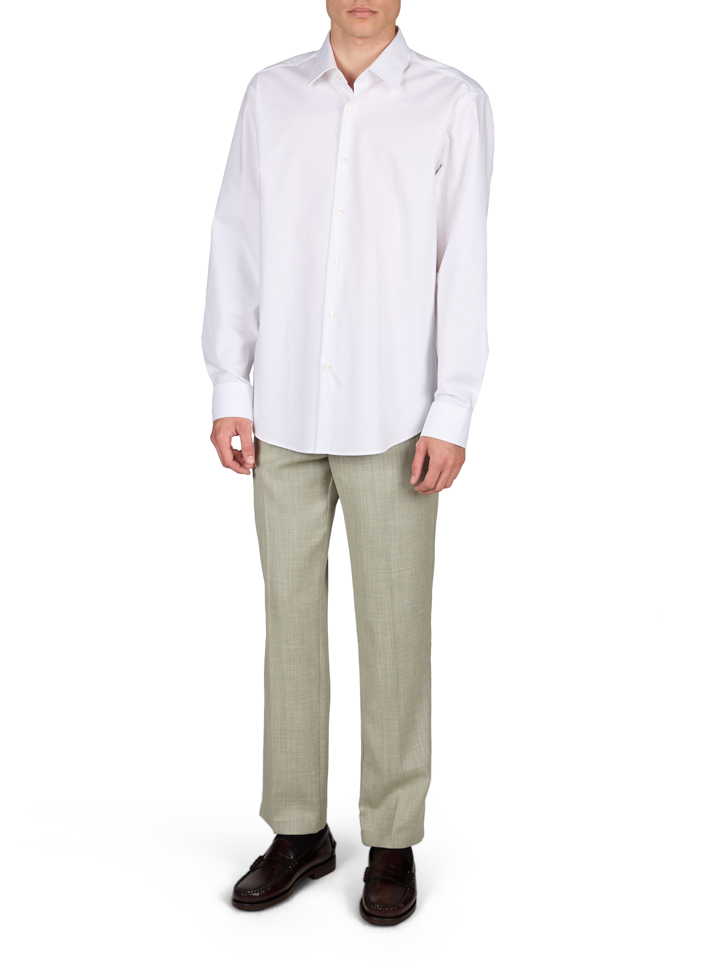 Chevron wool, silk, and linen trousers CRUNA Green