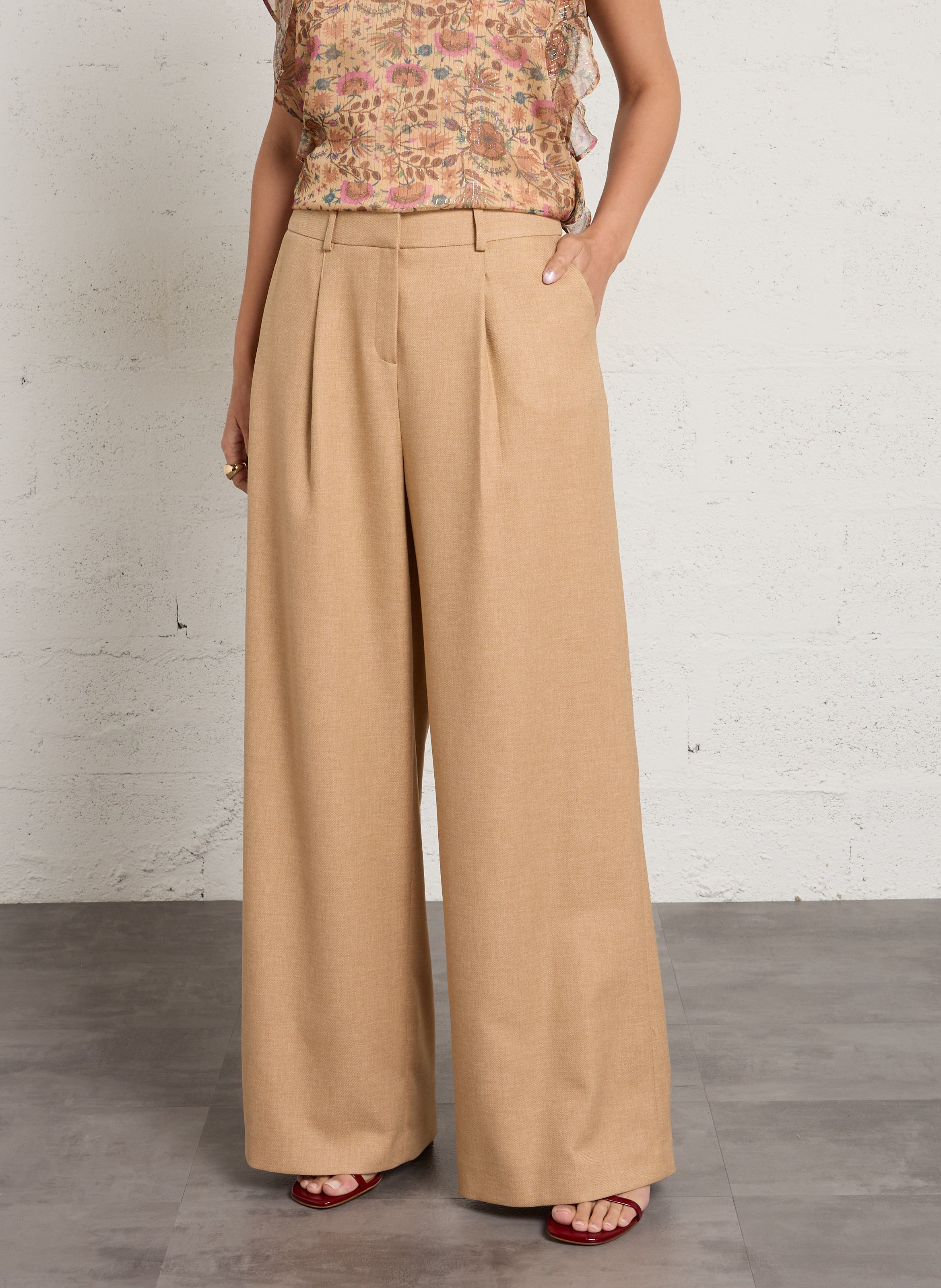 Pantalon large à pinces flaubert MAISON 123 Beige