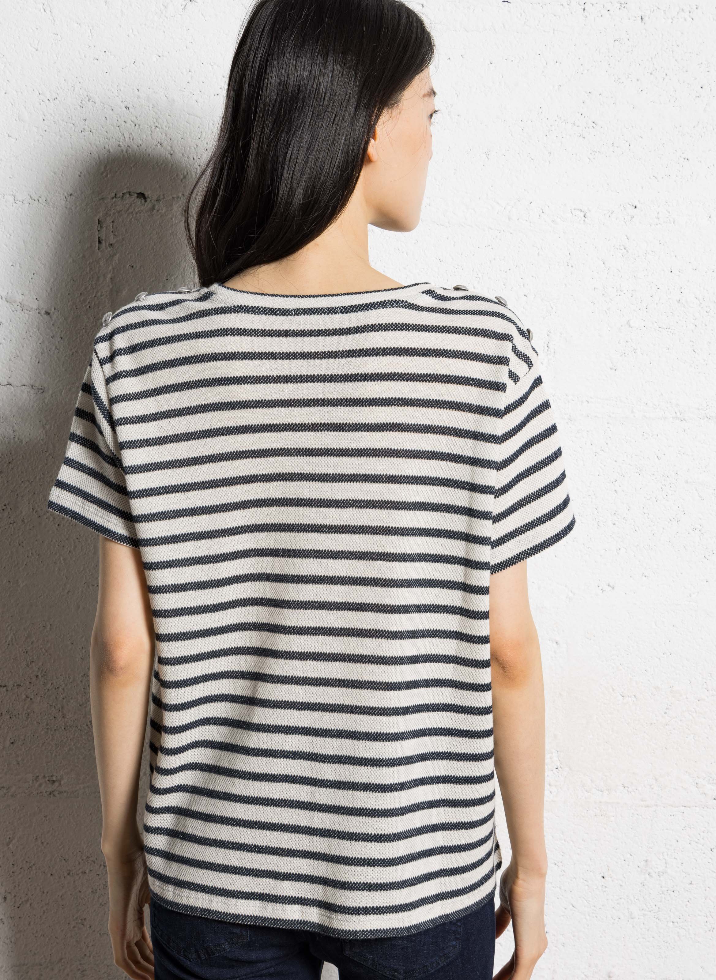Tee-shirt ample col rond en coton mélangé IKKS Bleu