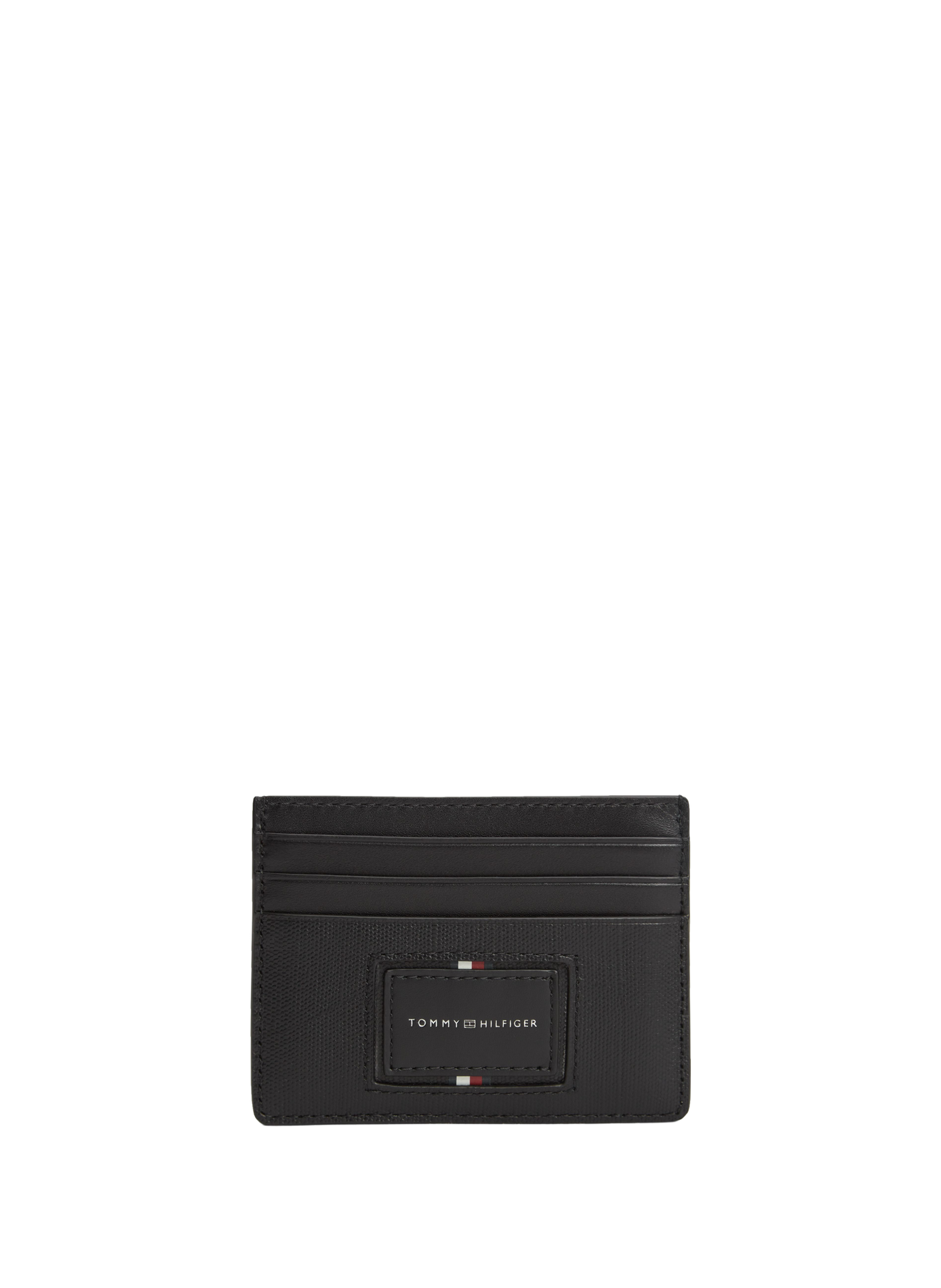 Textured leather logo cardholder TOMMY HILFIGER Black