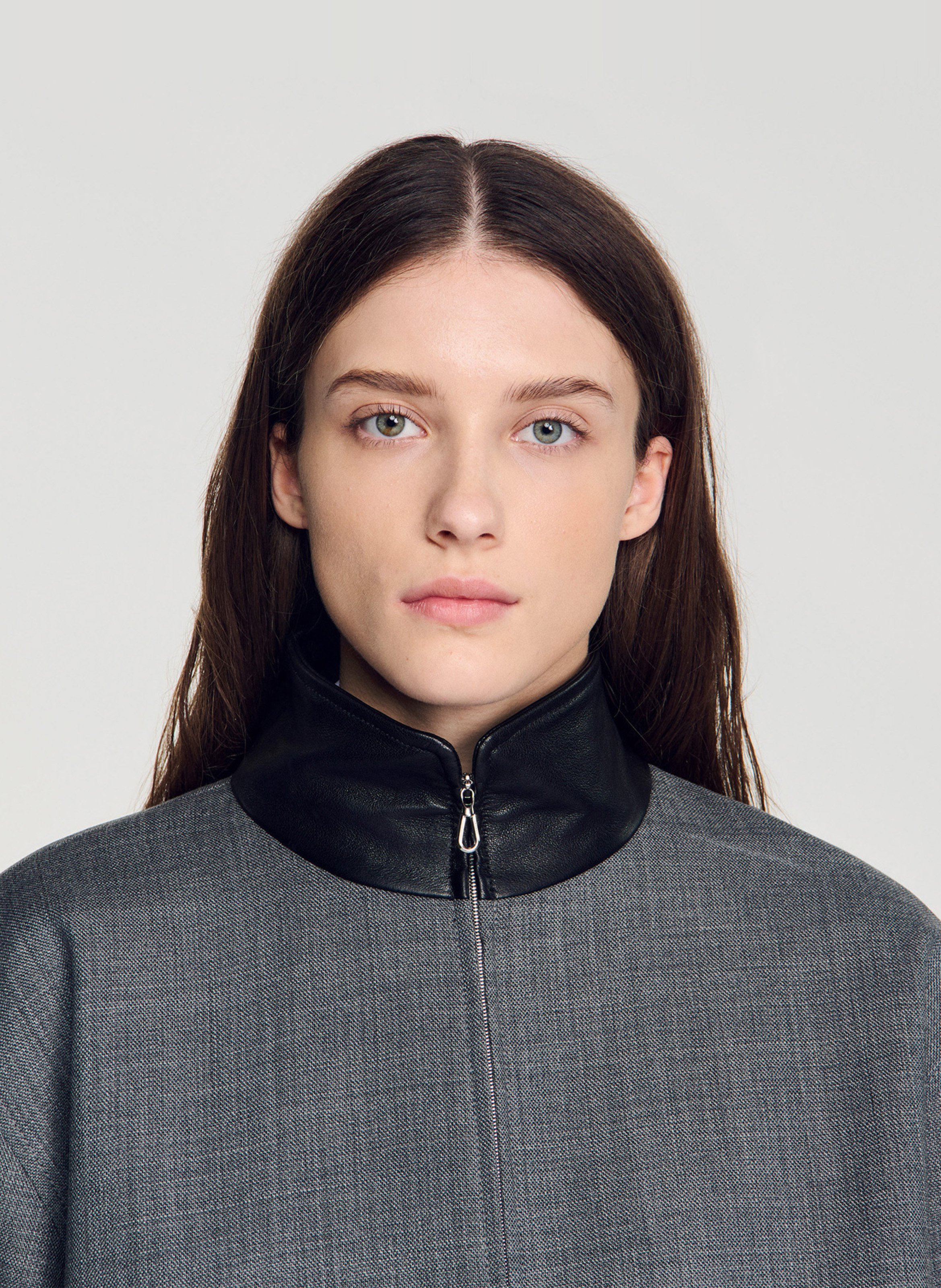 Blouson oversize en laine SANDRO Gris