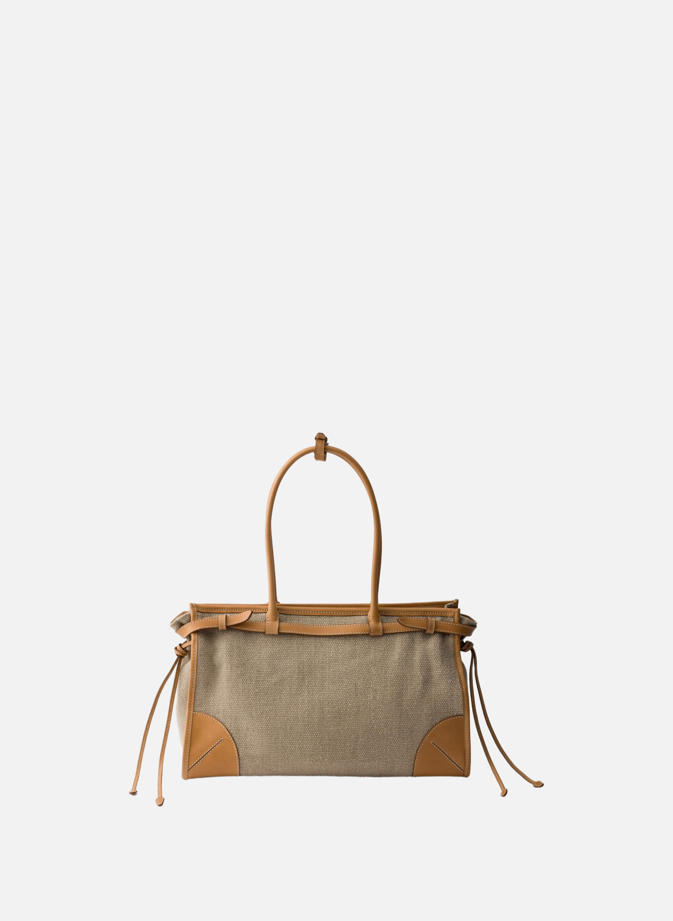 Cabas prada bonnie en lin et cuir PRADA Beige