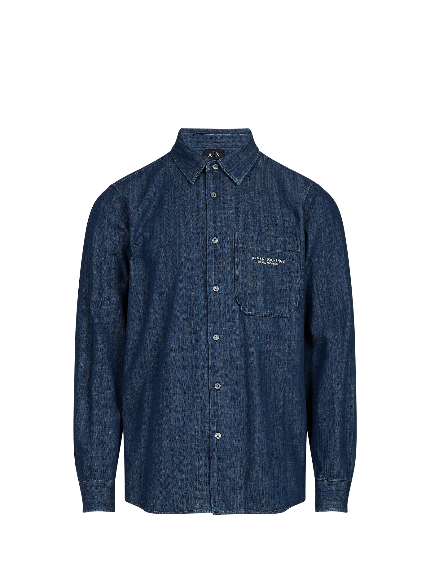 Chemise jean col classique en coton ARMANI EXCHANGE Bleu