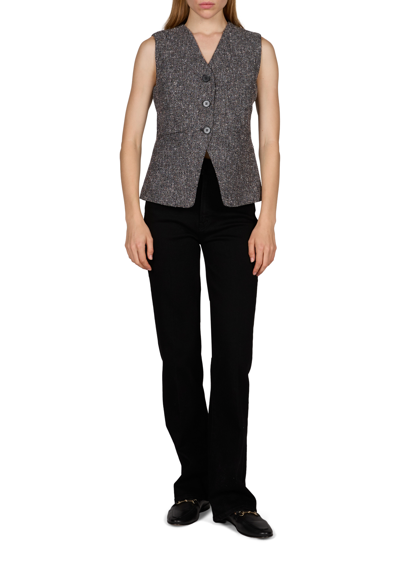 Sleeveless vest with rhinestones SUNCOO Grey