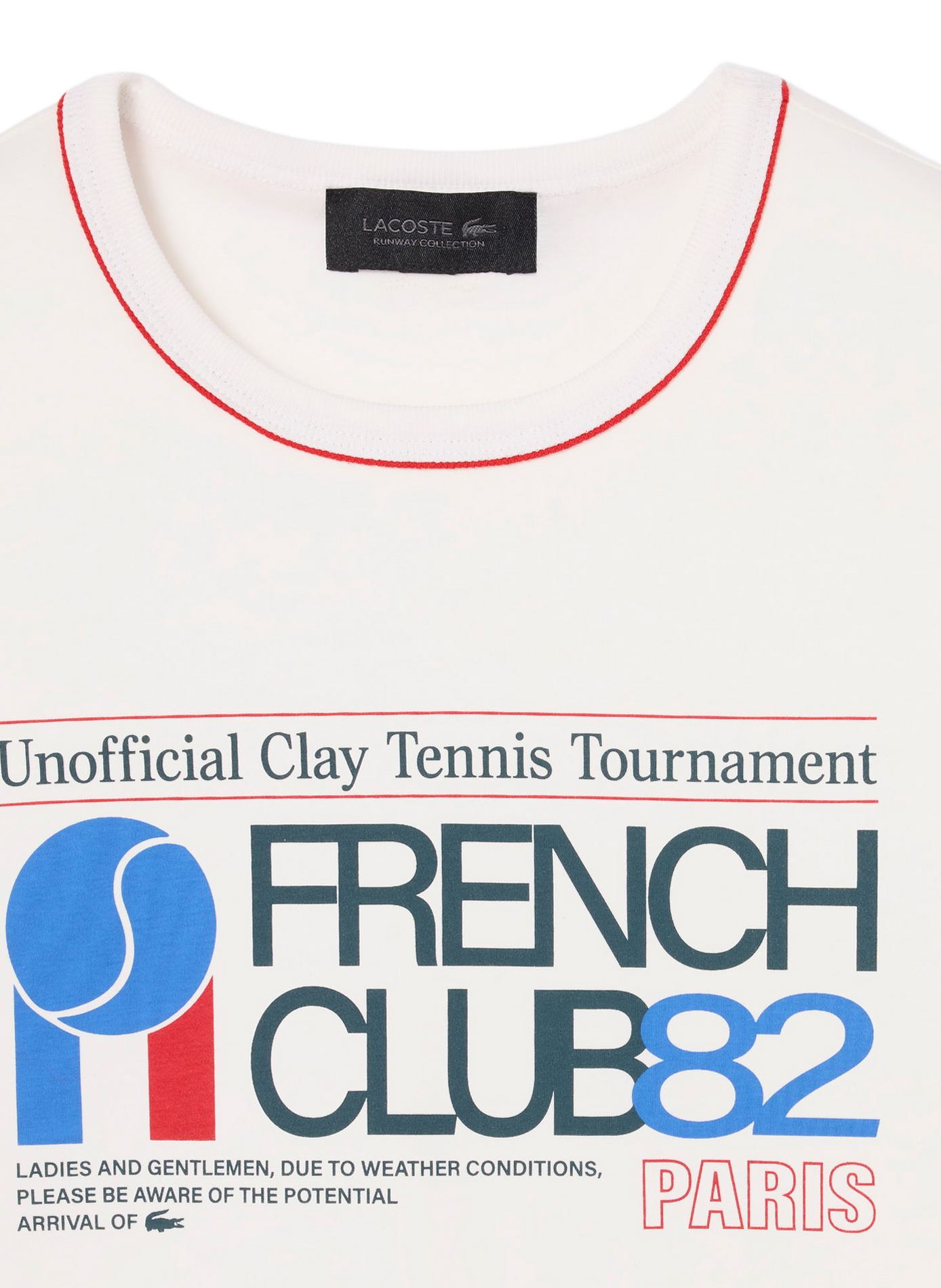 T-shirt Ocean Garros droit col rond en coton LACOSTE Blanc