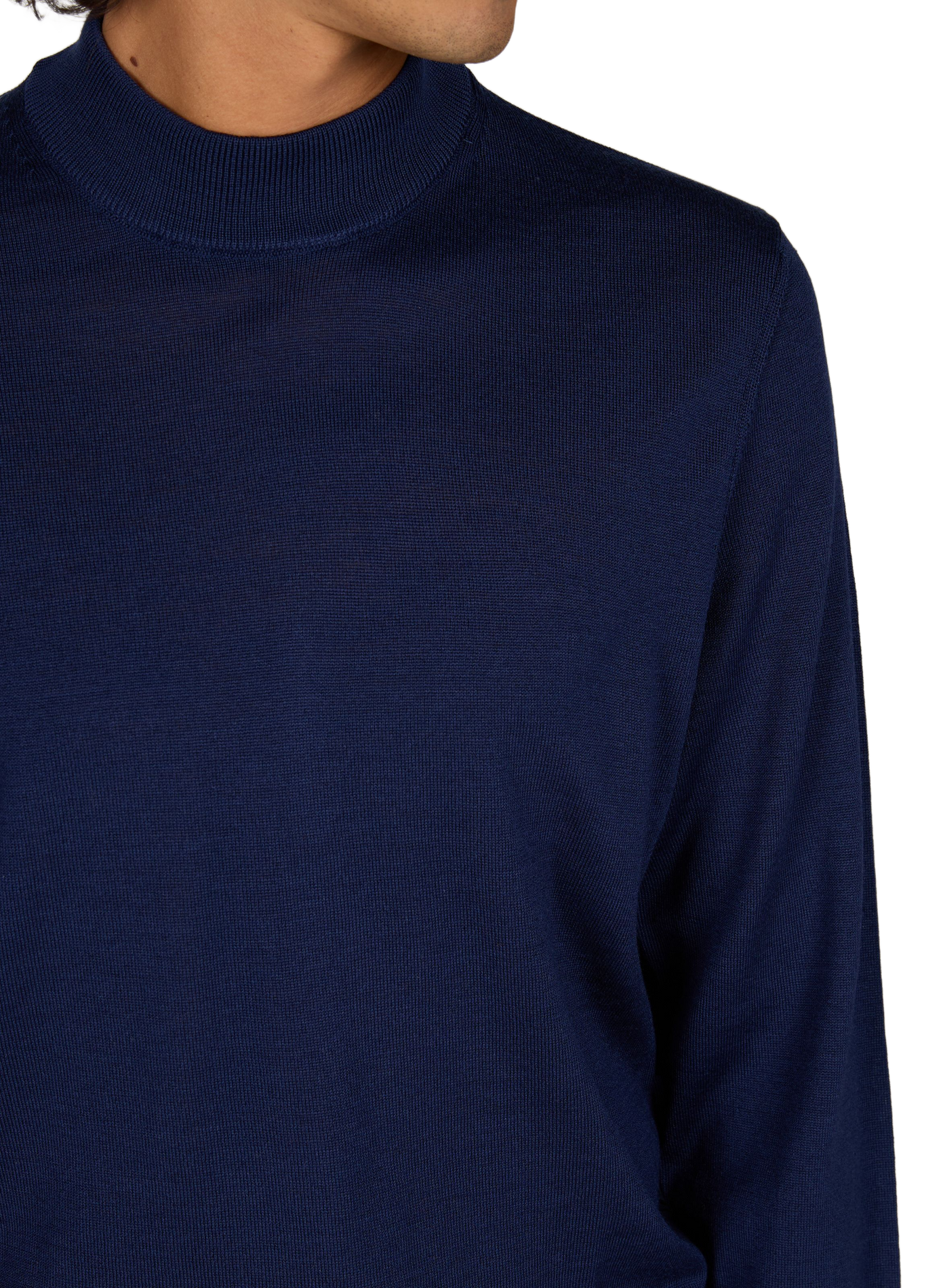 Pull Marek droit col montant en laine vierge STRELLSON Bleu