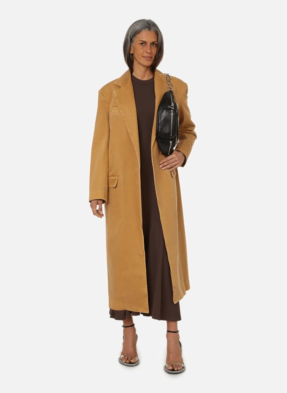 Beige Long denim coat