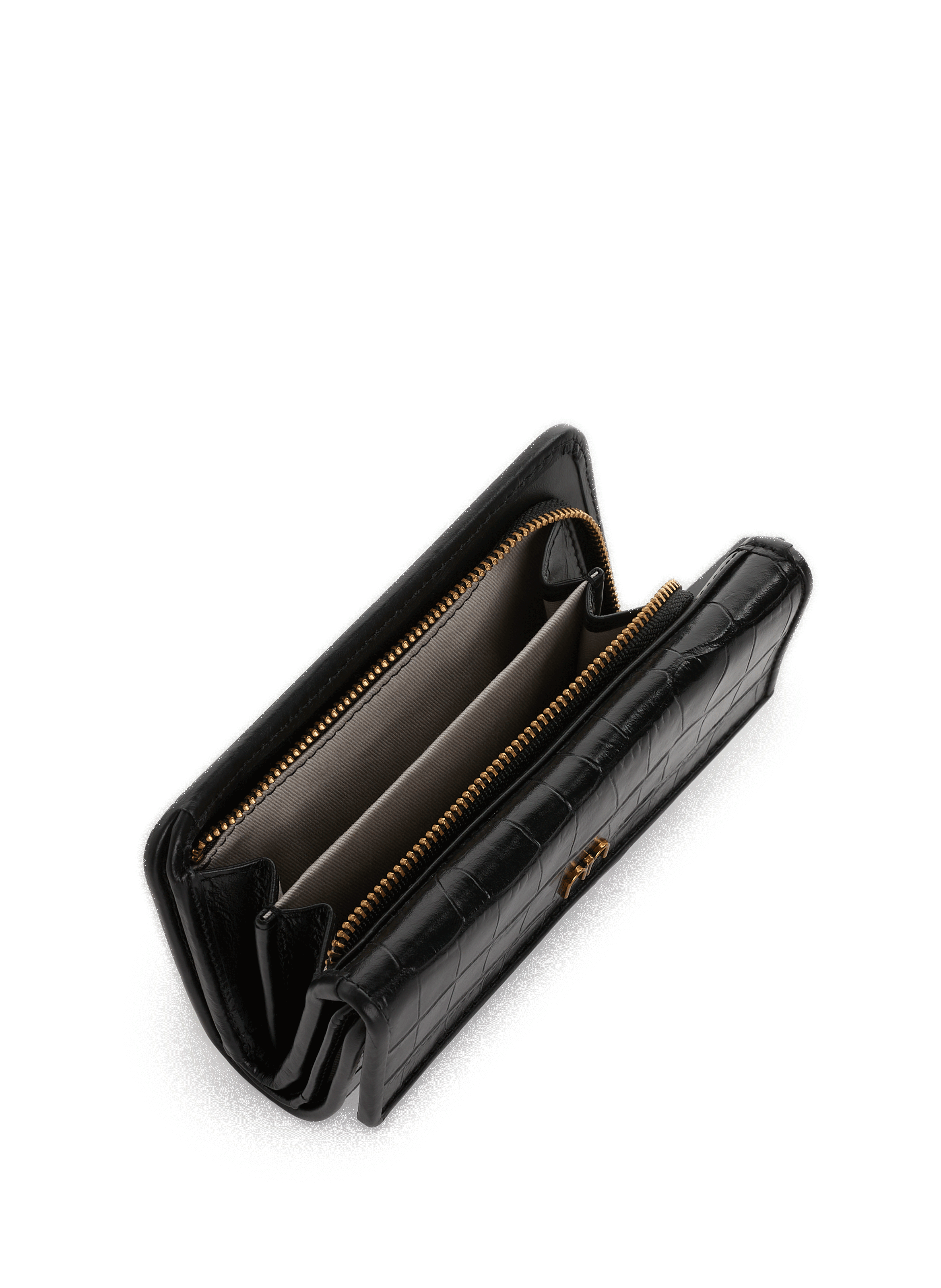 Lotti embossed leather wallet NAT & NIN Black