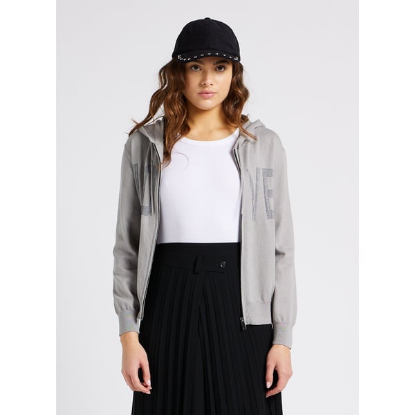 Sweatshirt zippé imprimé en coton mélangé