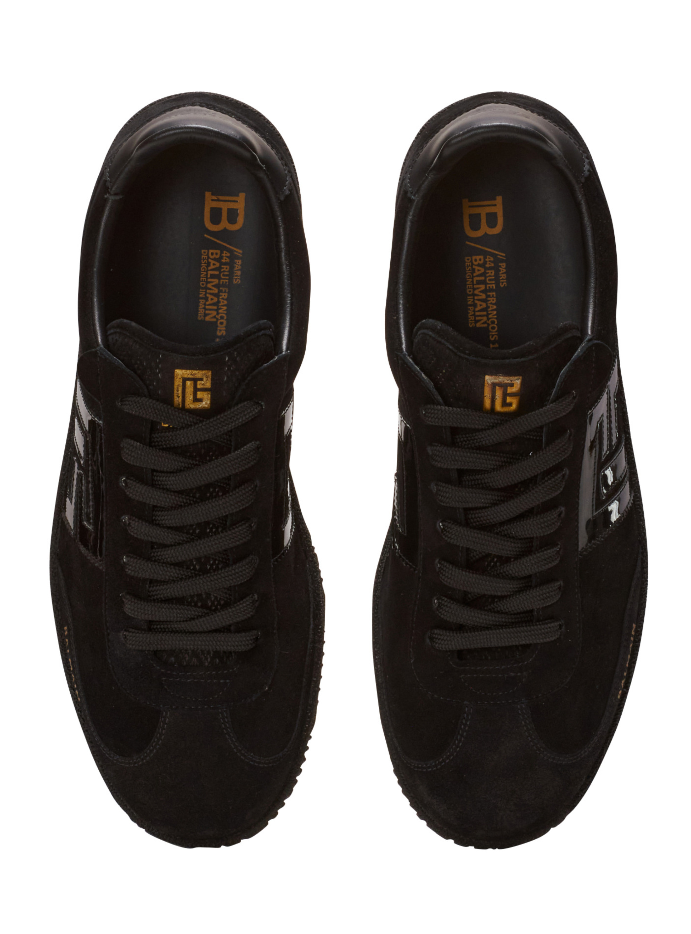 Baskets balmain swan en cuir suédé et verni BALMAIN Noir