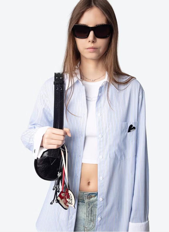 Chemise droite rayée avec broderie morning Bleu by ZADIG&VOLTAIRE ZADIG&VOLTAIRE Chemise droite rayée avec broderie morning Bleu