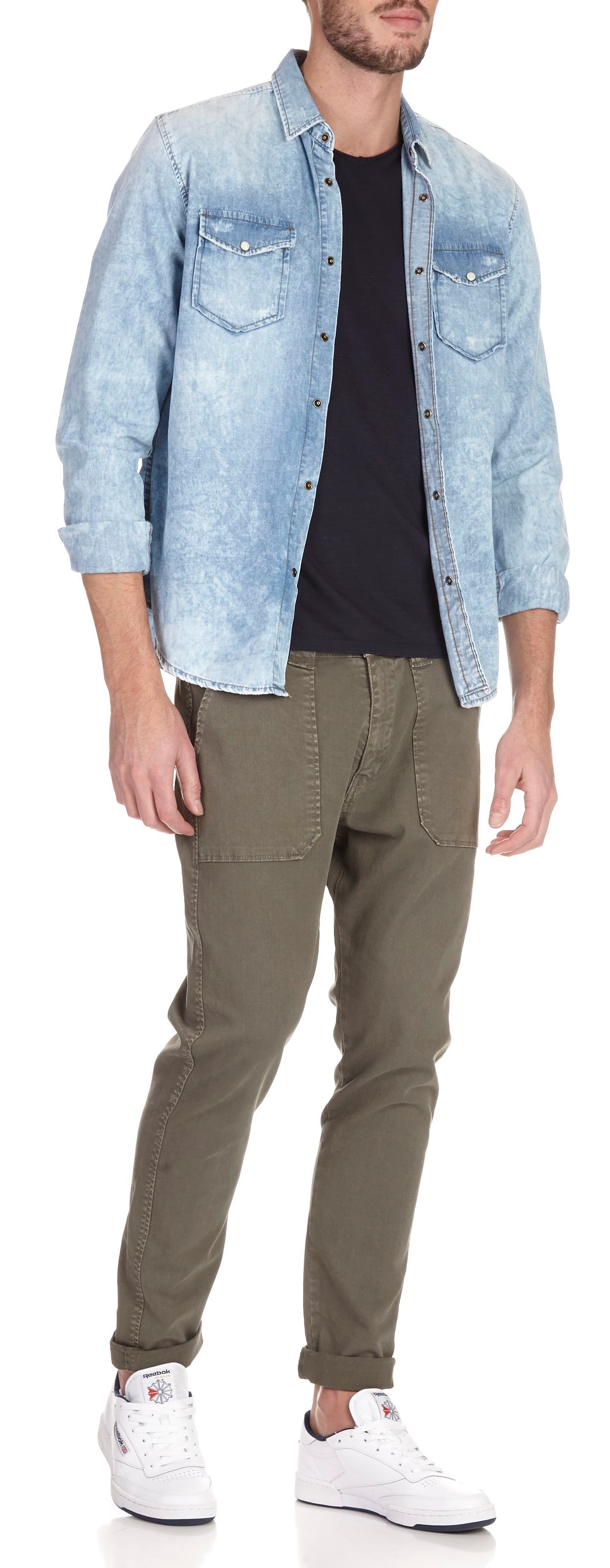 Tee-shirt col v en coton IKKS Bleu