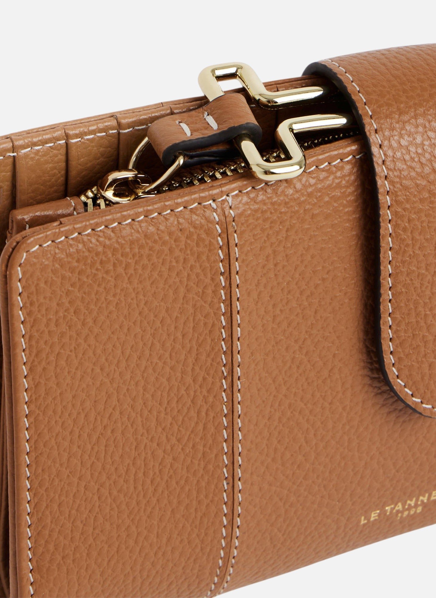 Portefeuille poche monnaie juliette en cuir grainé LE TANNEUR Marron