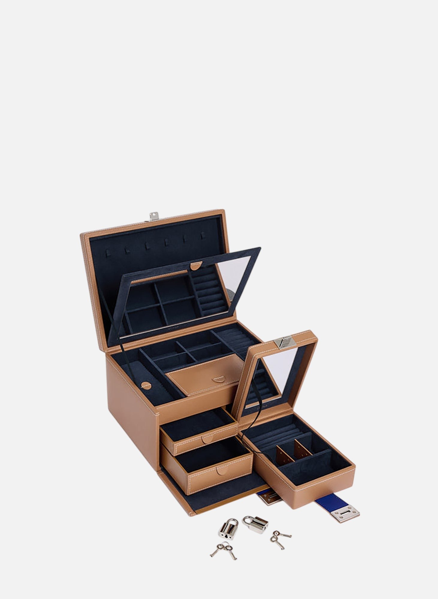 Grande boite à bijoux en cuir LE TANNEUR Marron