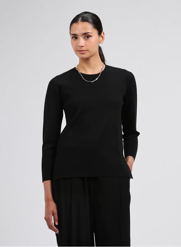 Round neck straight sweater Black by TOTEME TOTEME Round neck straight sweater Black