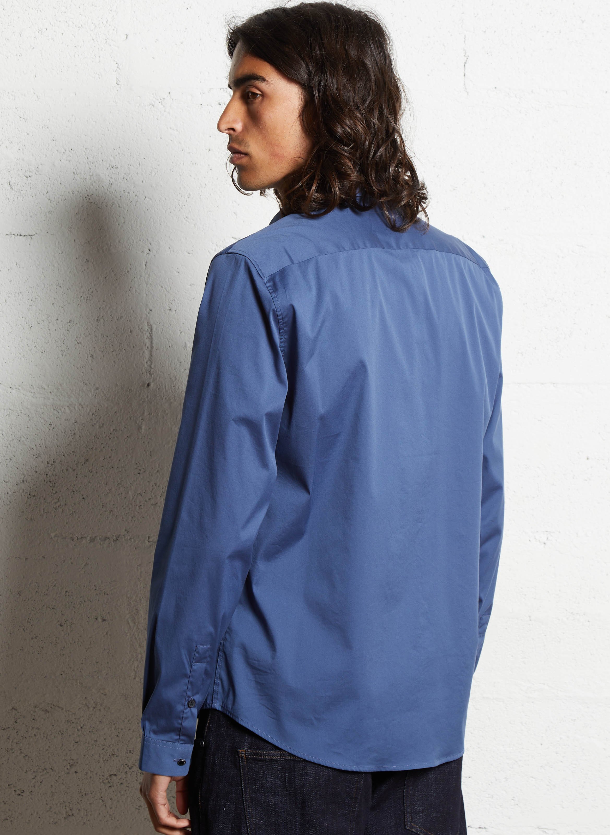 Chemise slim col classique en coton IKKS Bleu