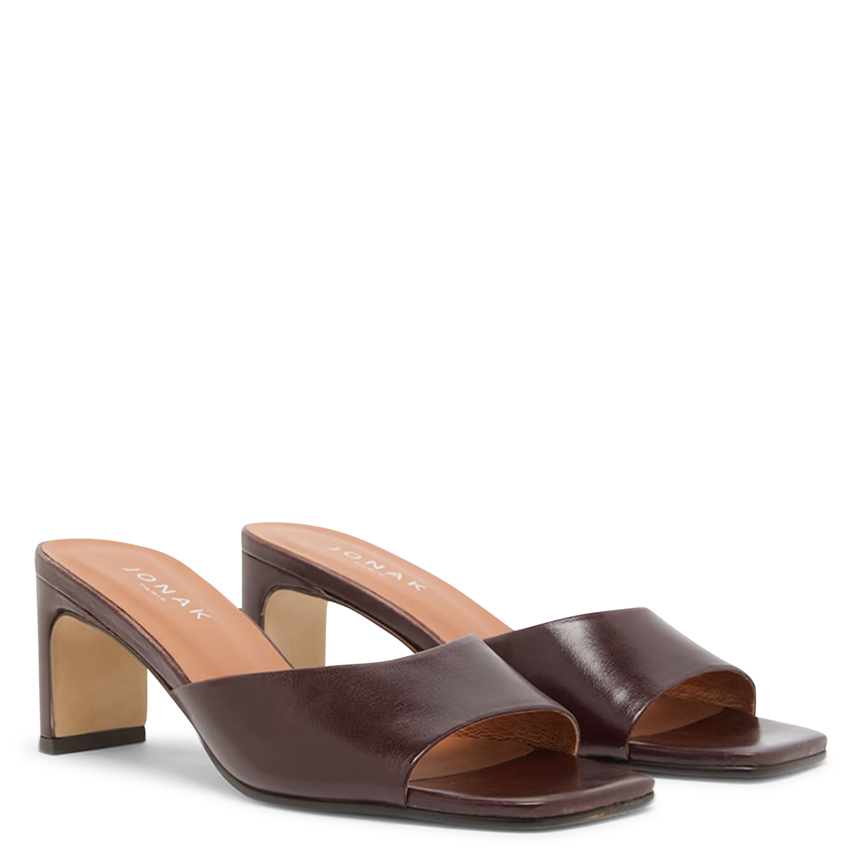 Mules à talon en cuir derive JONAK Marron