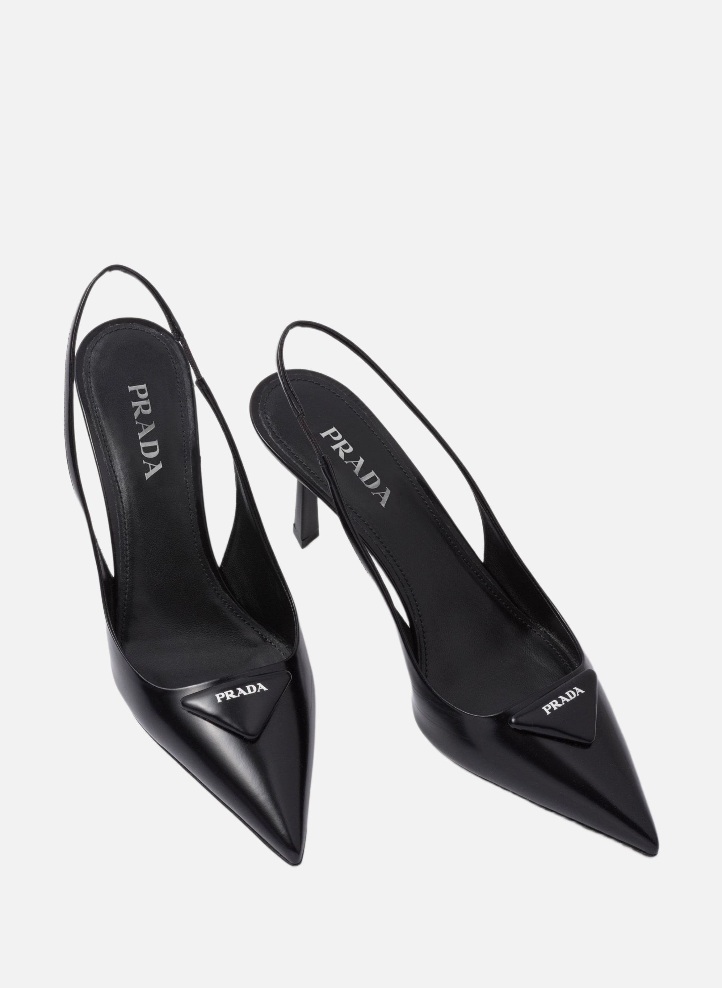 Escarpins à bride arrière en cuir brossé PRADA Noir