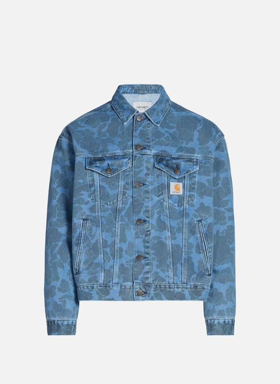 Veste droite imprimée en coton Bleu by CARHARTT WIP CARHARTT WIP Veste droite imprimée en coton Bleu