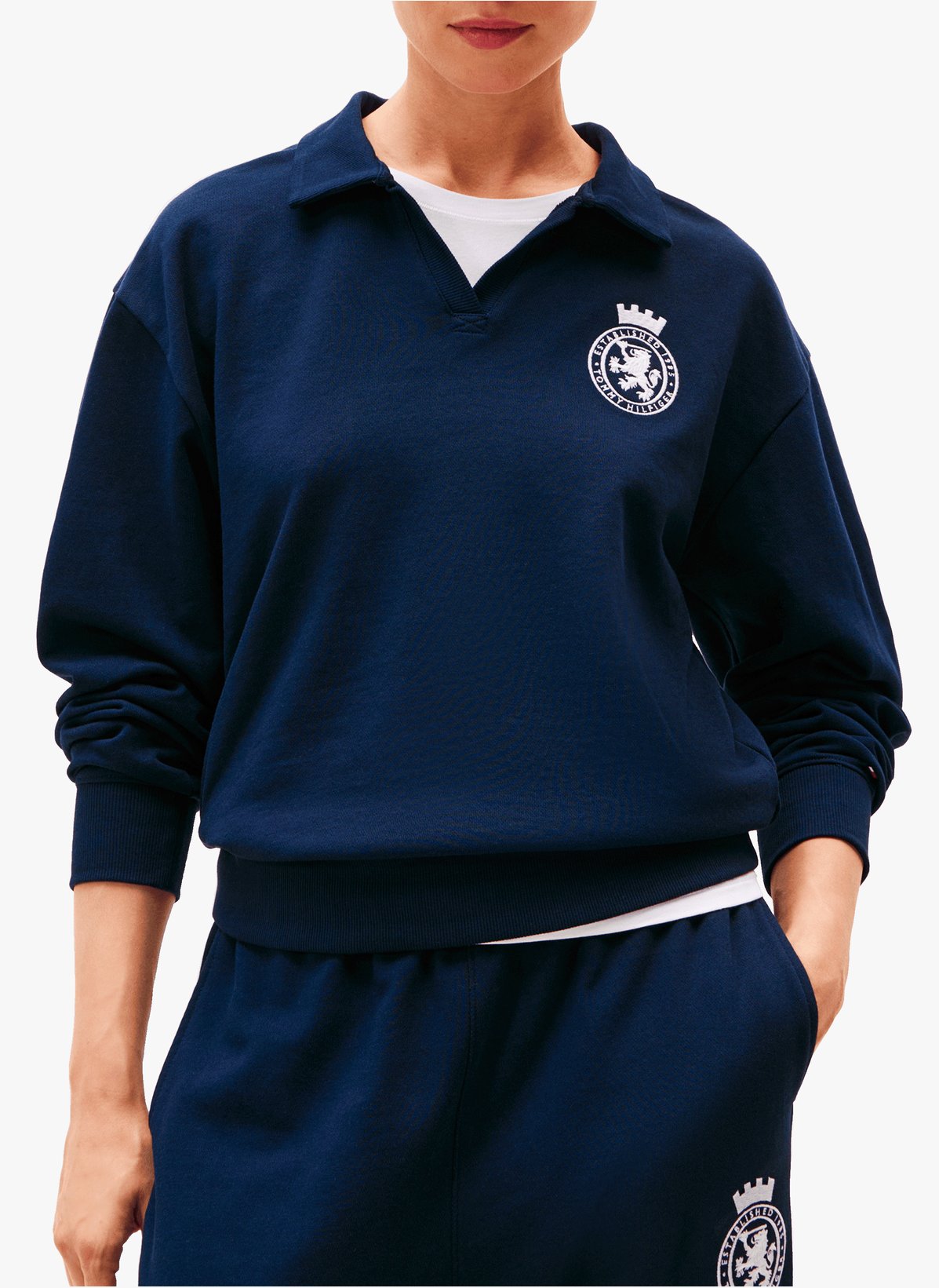 Tommy Hilfiger Pull D'intérieur En Coton Mélangé In Blue