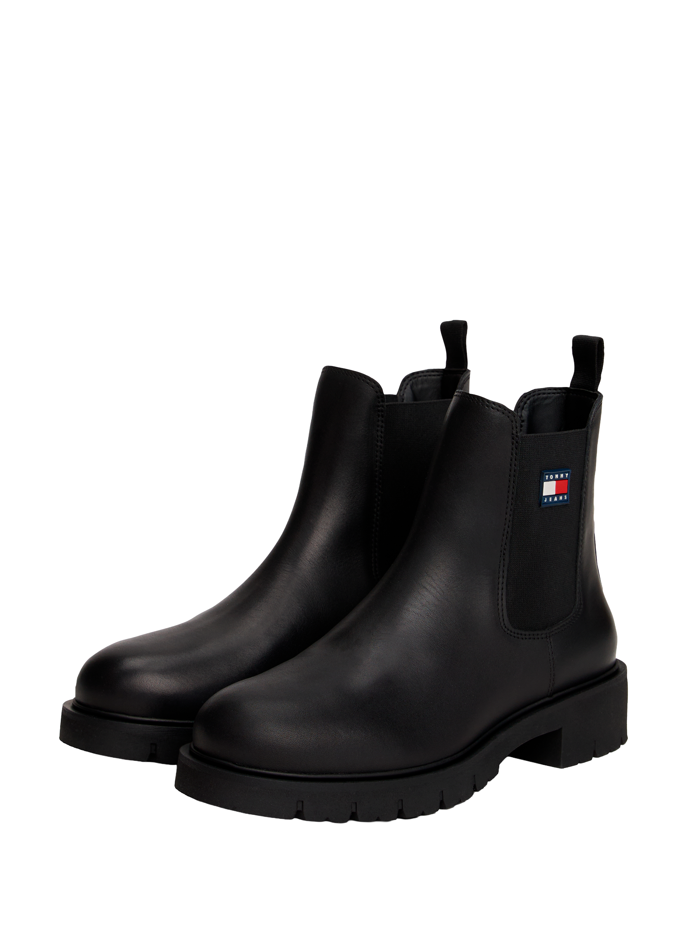 Bottines bout rond en cuir TOMMY HILFIGER Noir