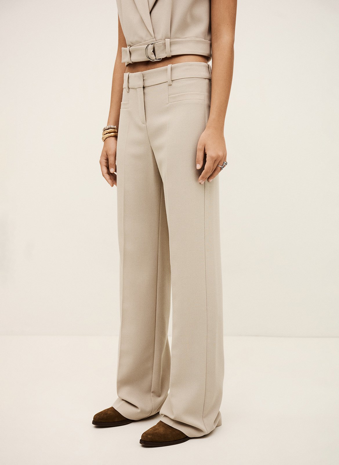 BA&SH Pantalon large nistachio Beige