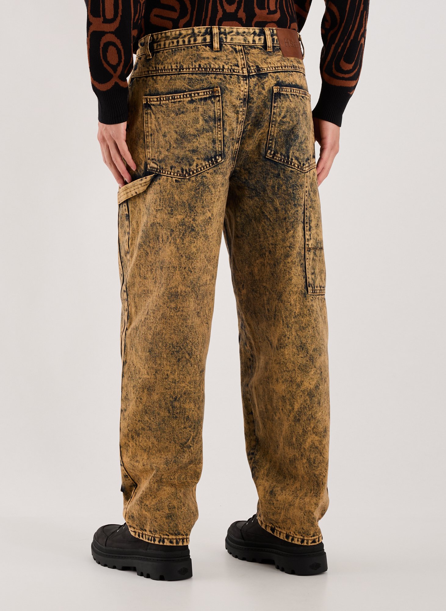 Washed denim trousers in a cotton blend Brown