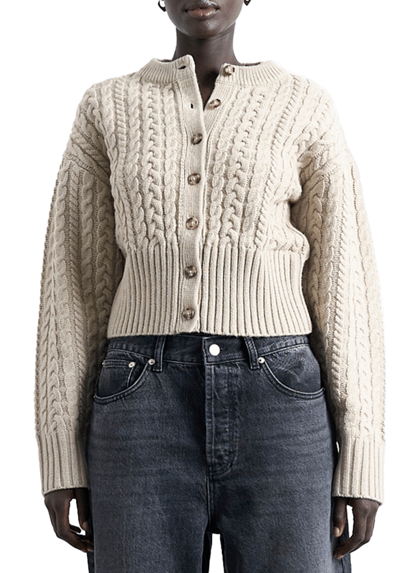 TOPSHOP Gilet en maille torsadée Blanc
