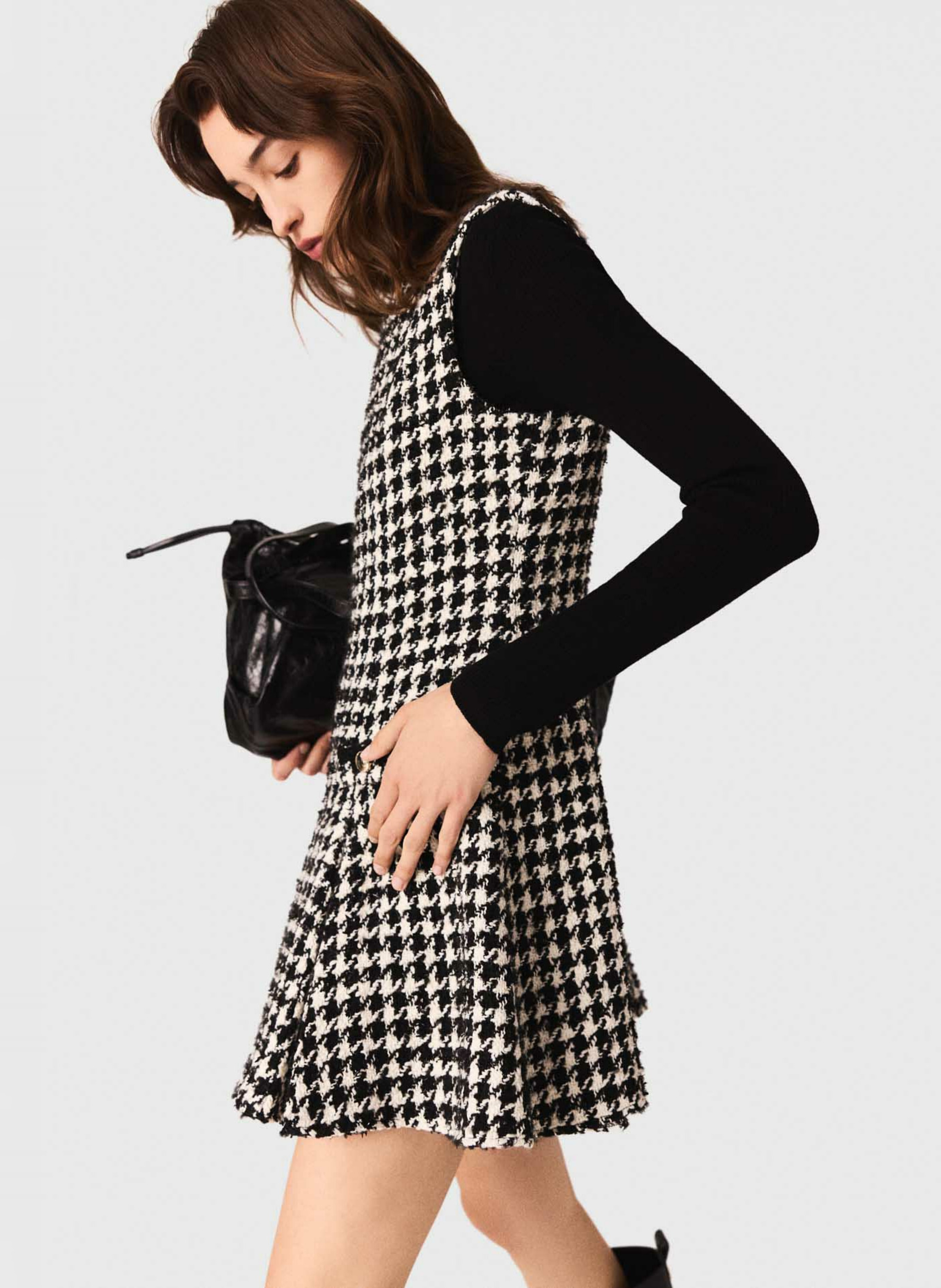 Robe courte col rond imprimé MAJE Noir