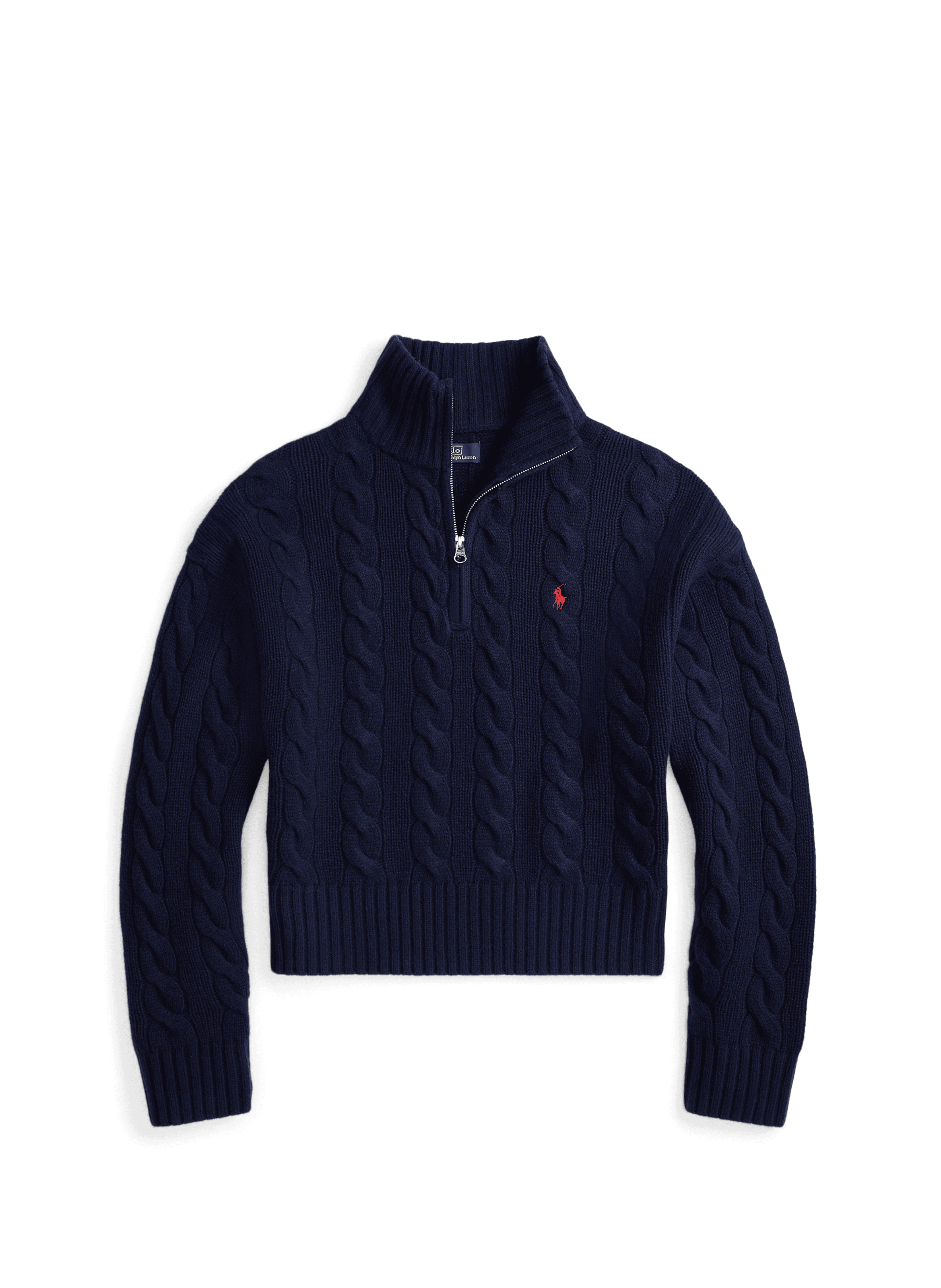 Pull à col zippé en laine et cachemire POLO RALPH LAUREN Bleu