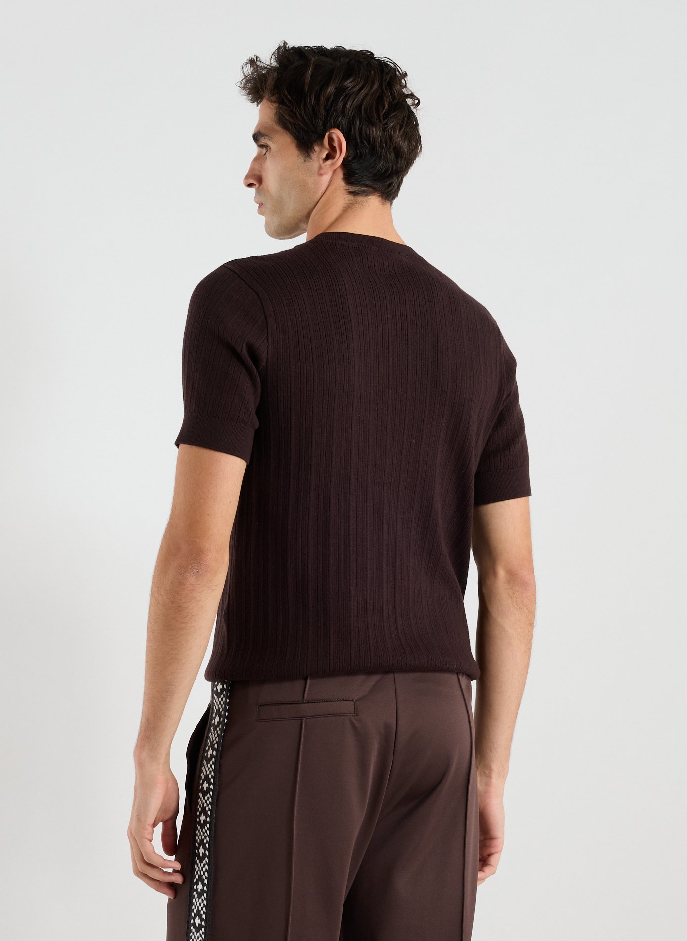 Round neck T-shirt in cotton and cashmere EMPORIO ARMANI Brown