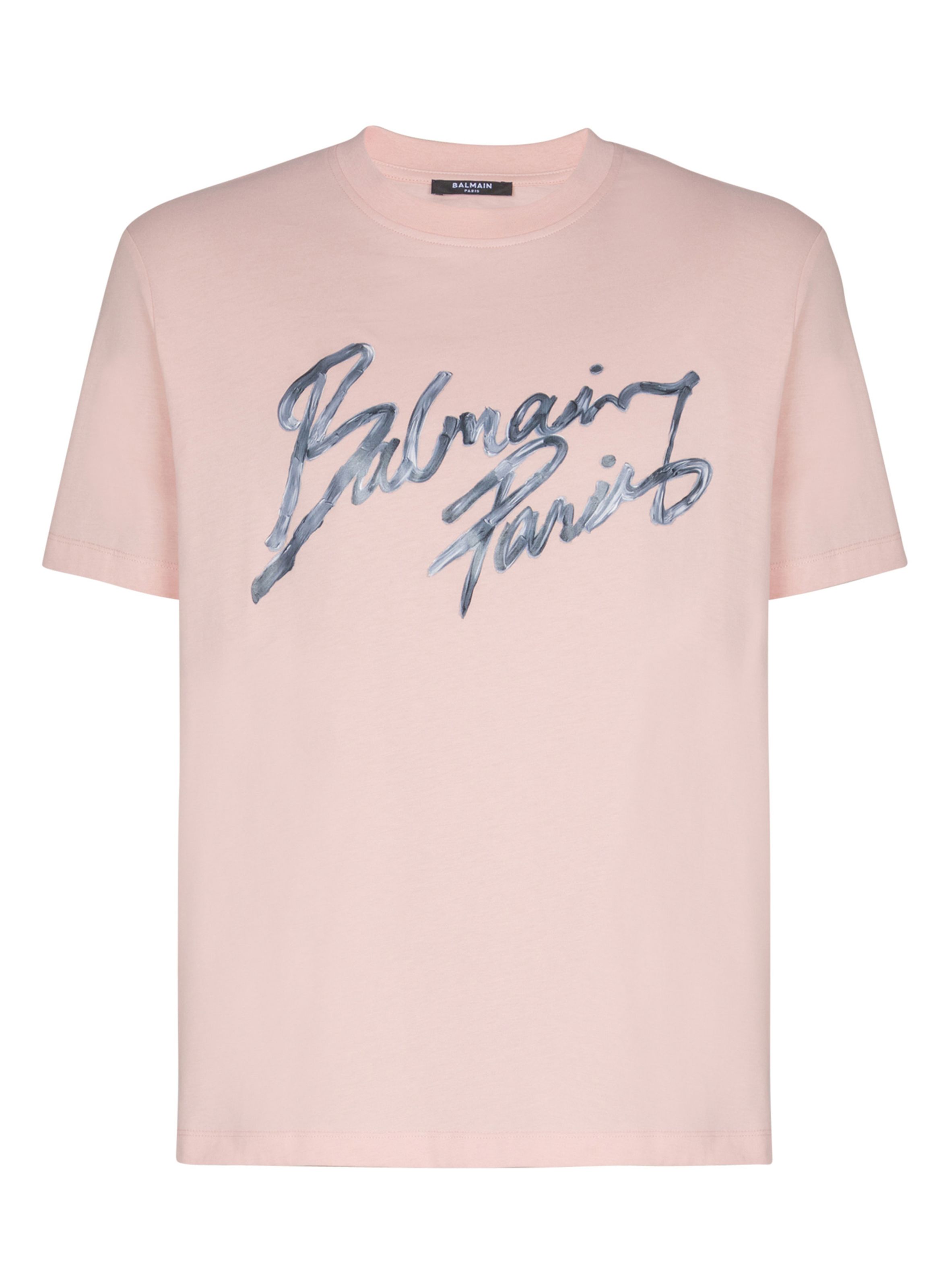 T-shirt en coton à imprimé BALMAIN Rose