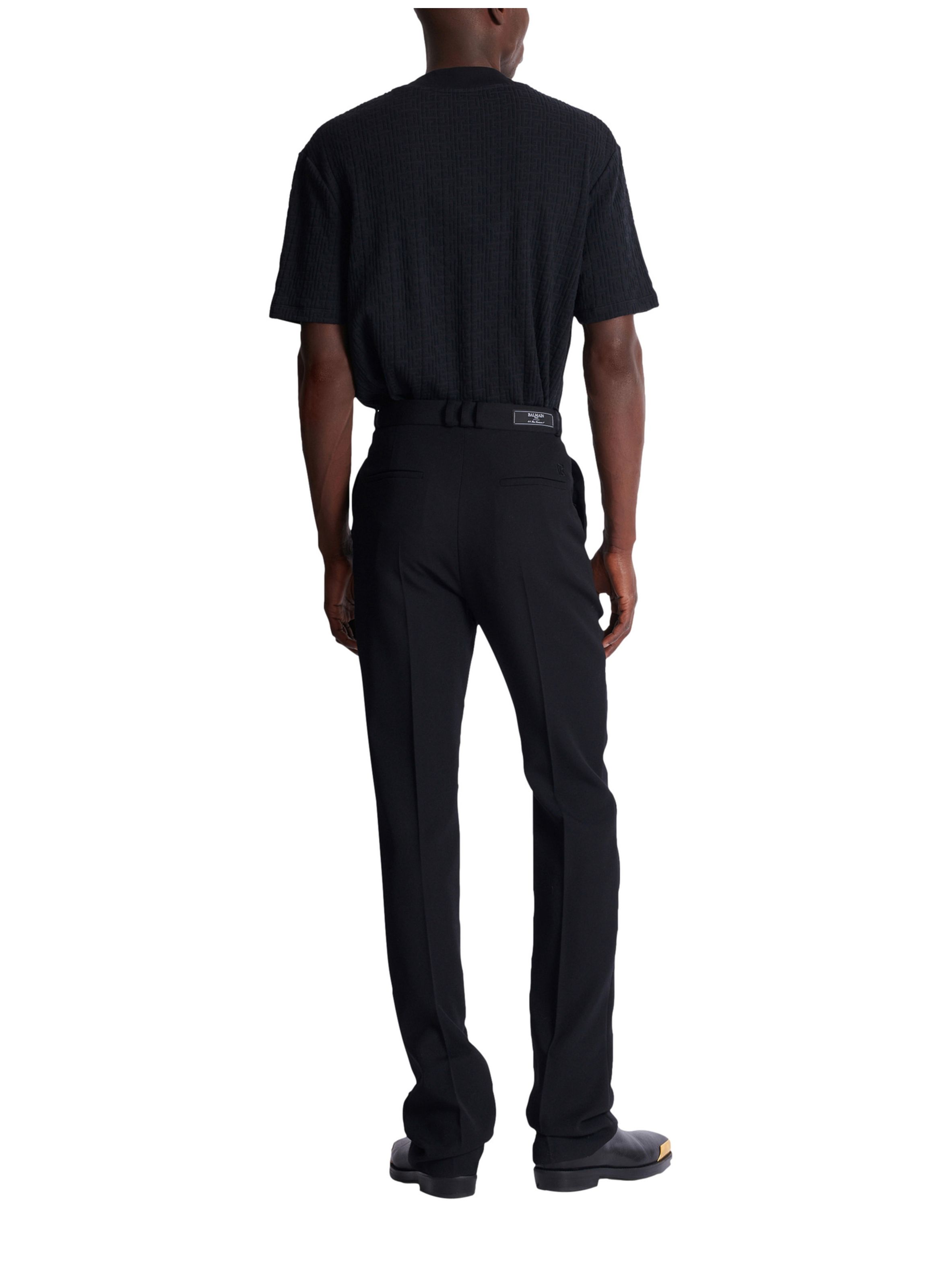 Pantalon à pinces en laine BALMAIN Noir