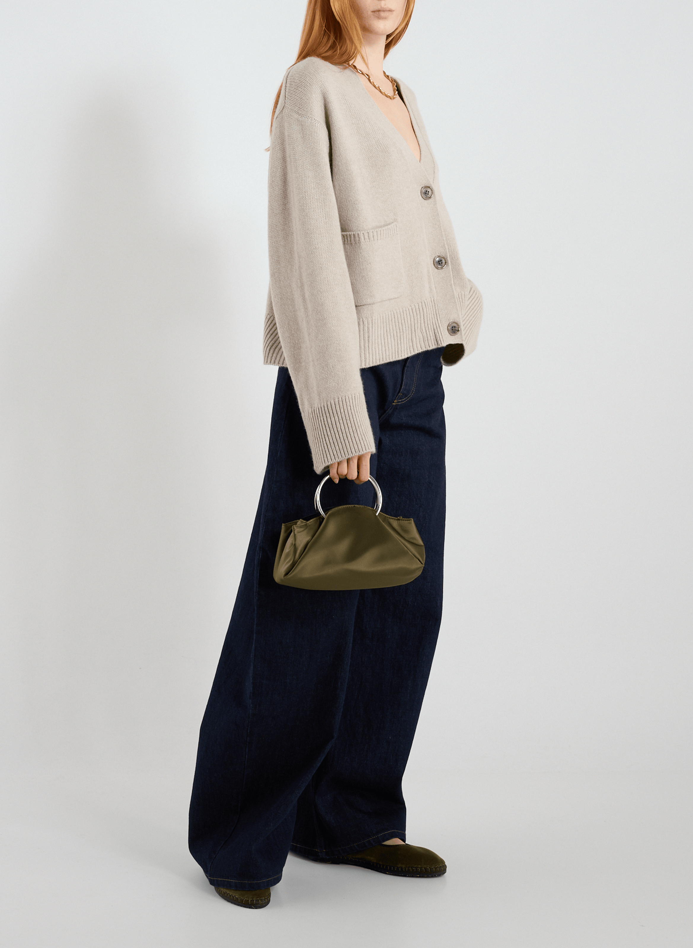 Satin handbag TOPSHOP Khaki