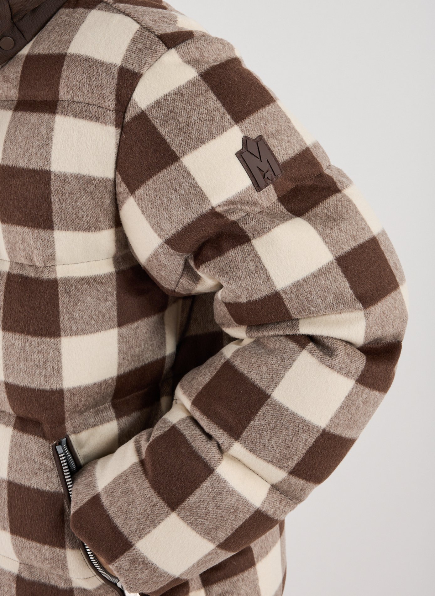 Doudoune à carreaux à capuche ajustable MACKAGE Marron