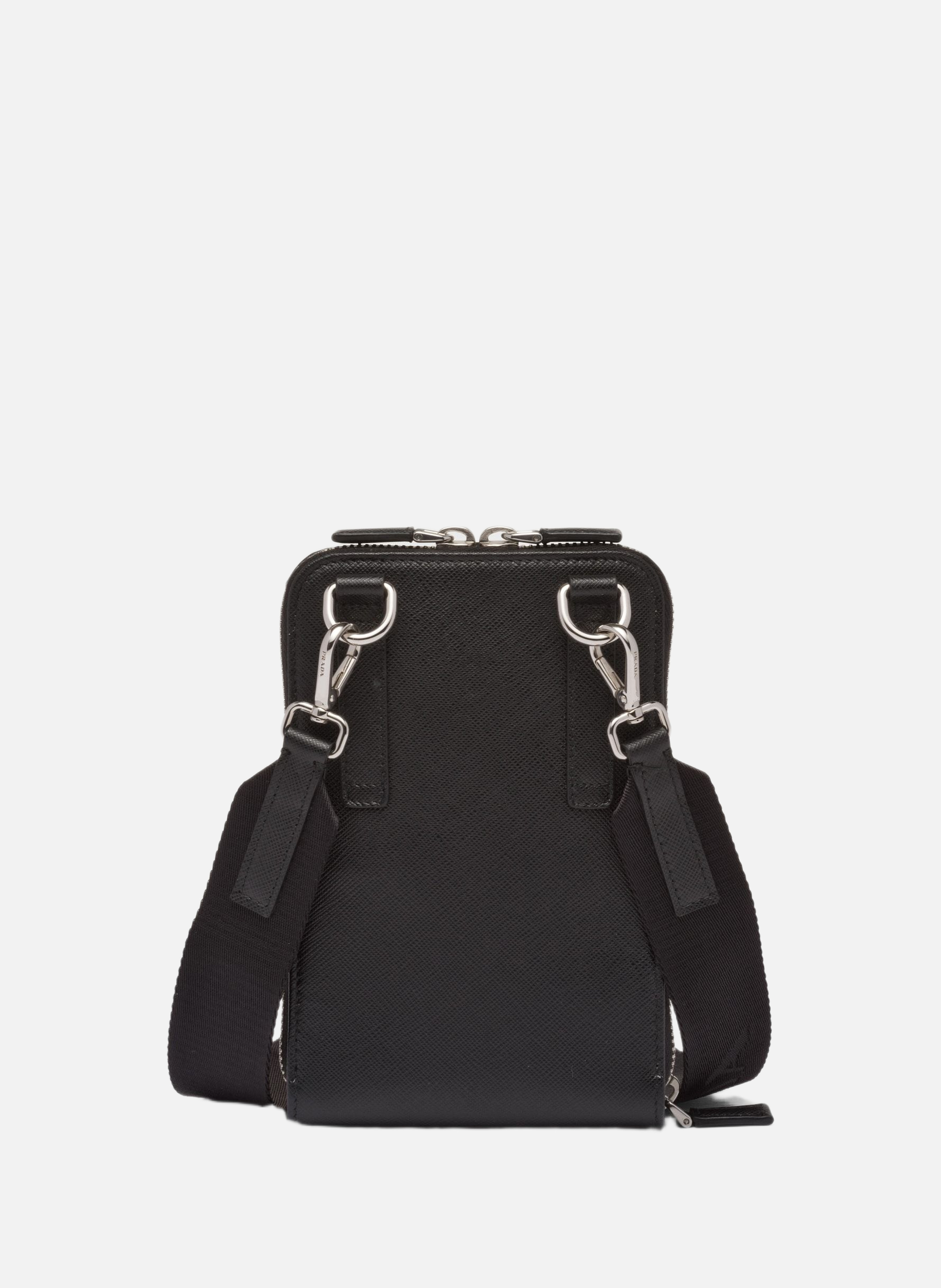 Étui pour smartphone en cuir saffiano PRADA Noir