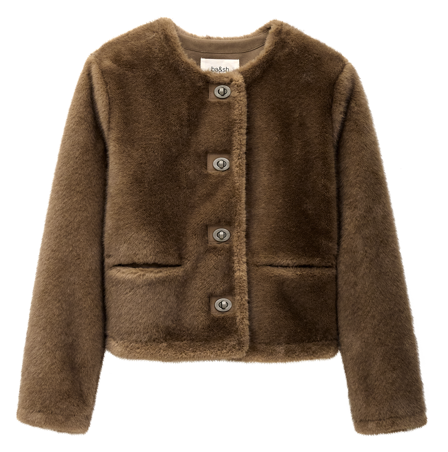 Manteau col rond basil BA&SH Marron