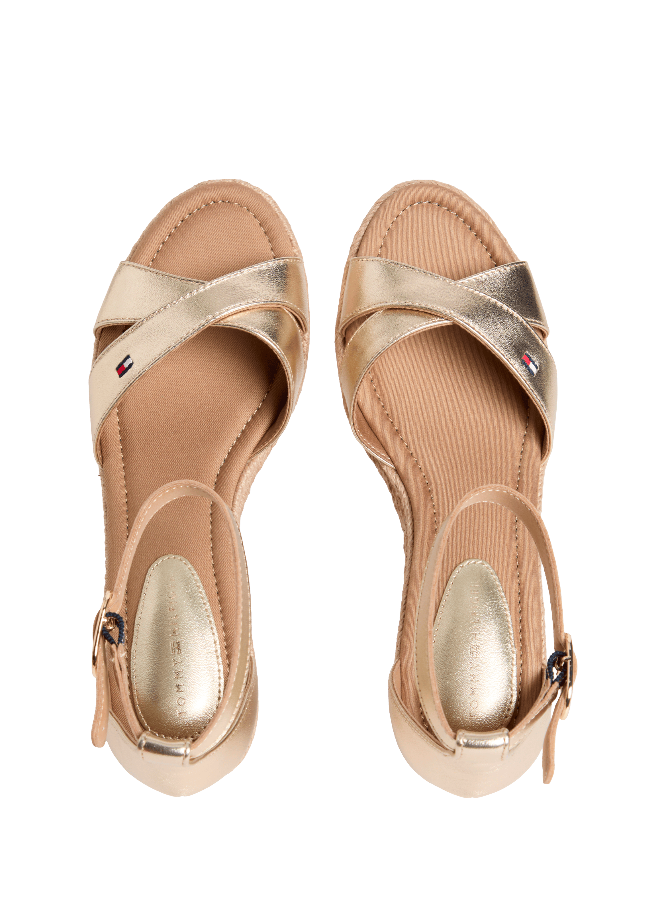 Espadrilles compensées en cuir métallisé TOMMY HILFIGER Doré