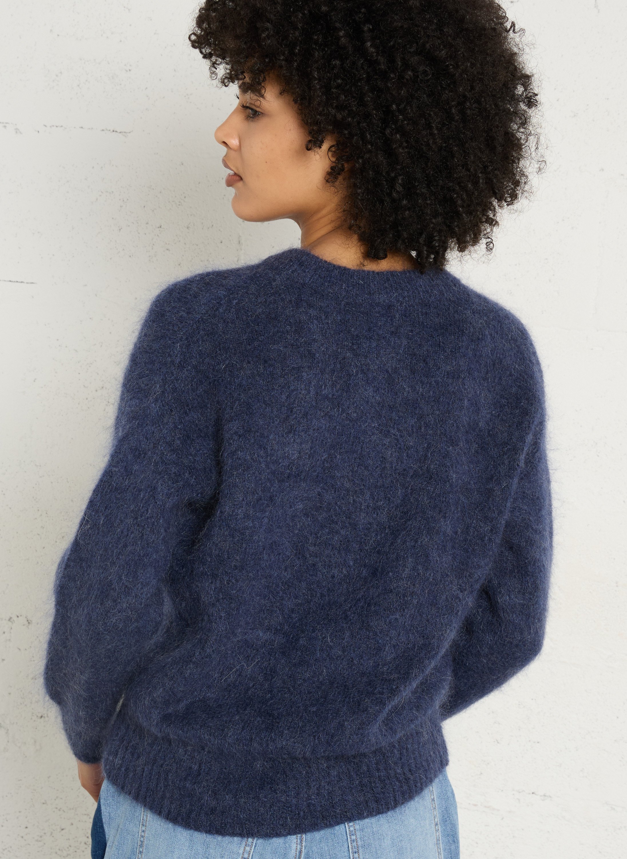 Cardigan col rond en mohair mélangé lou MAISON 123 Bleu
