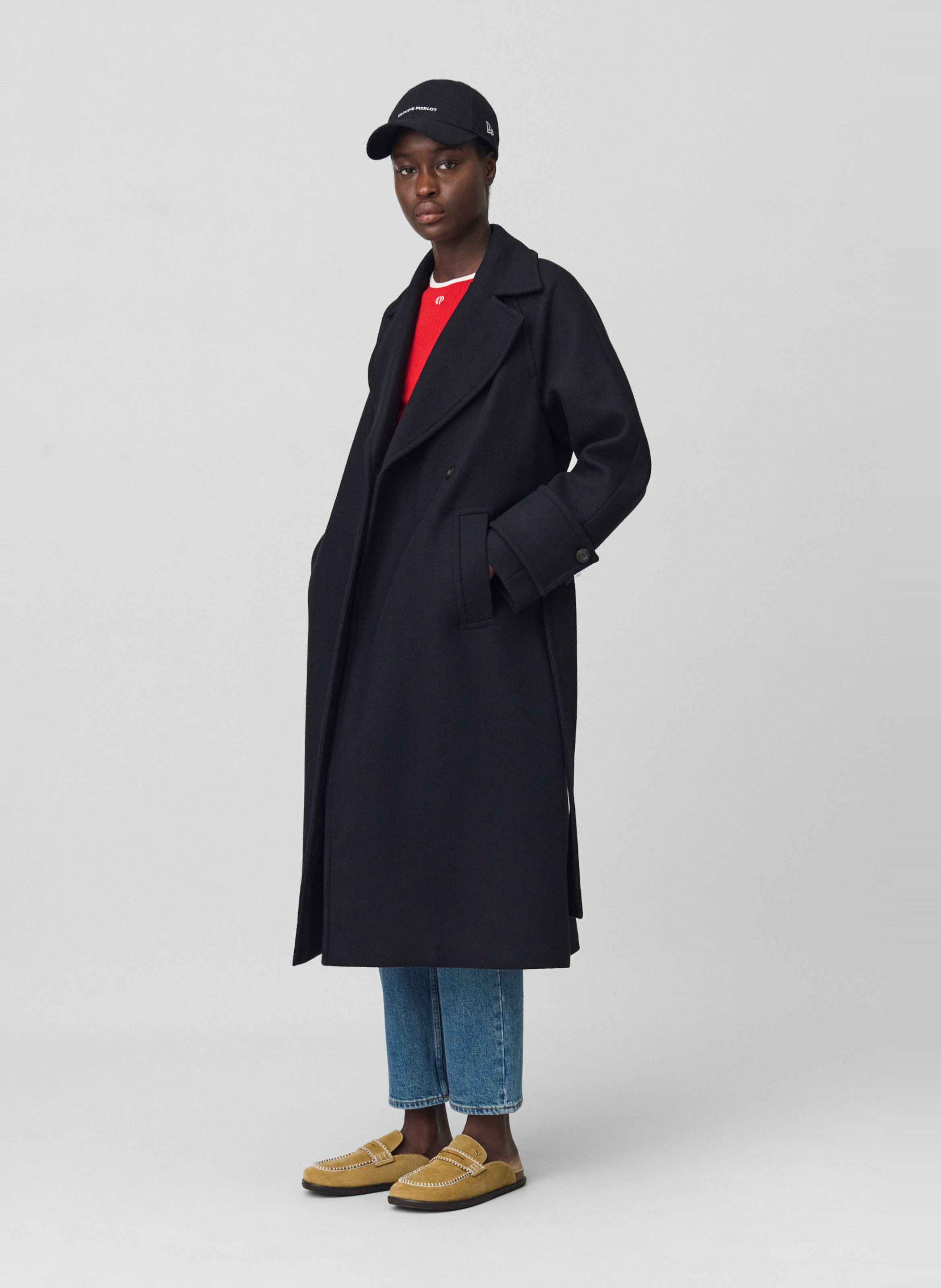 Manteau col tailleur en laine mélangée CLAUDIE PIERLOT Noir