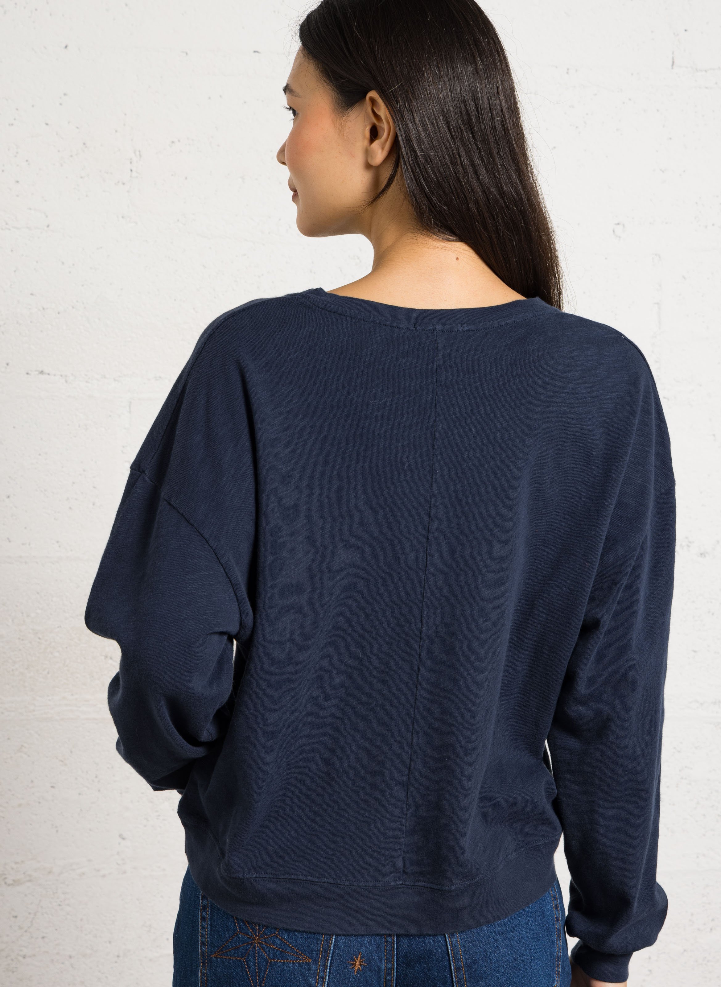 Tee-shirt droit col rond en coton sonoma Bleu