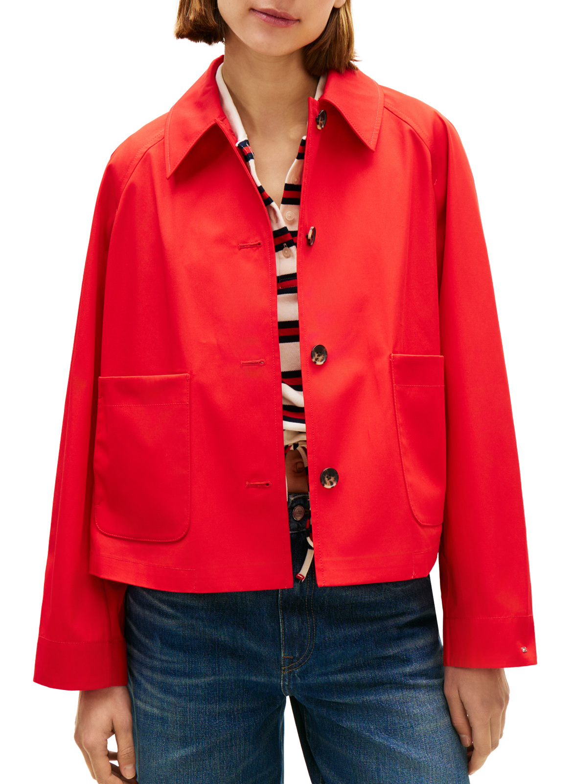 Lightweight straight cotton jacket TOMMY HILFIGER Red